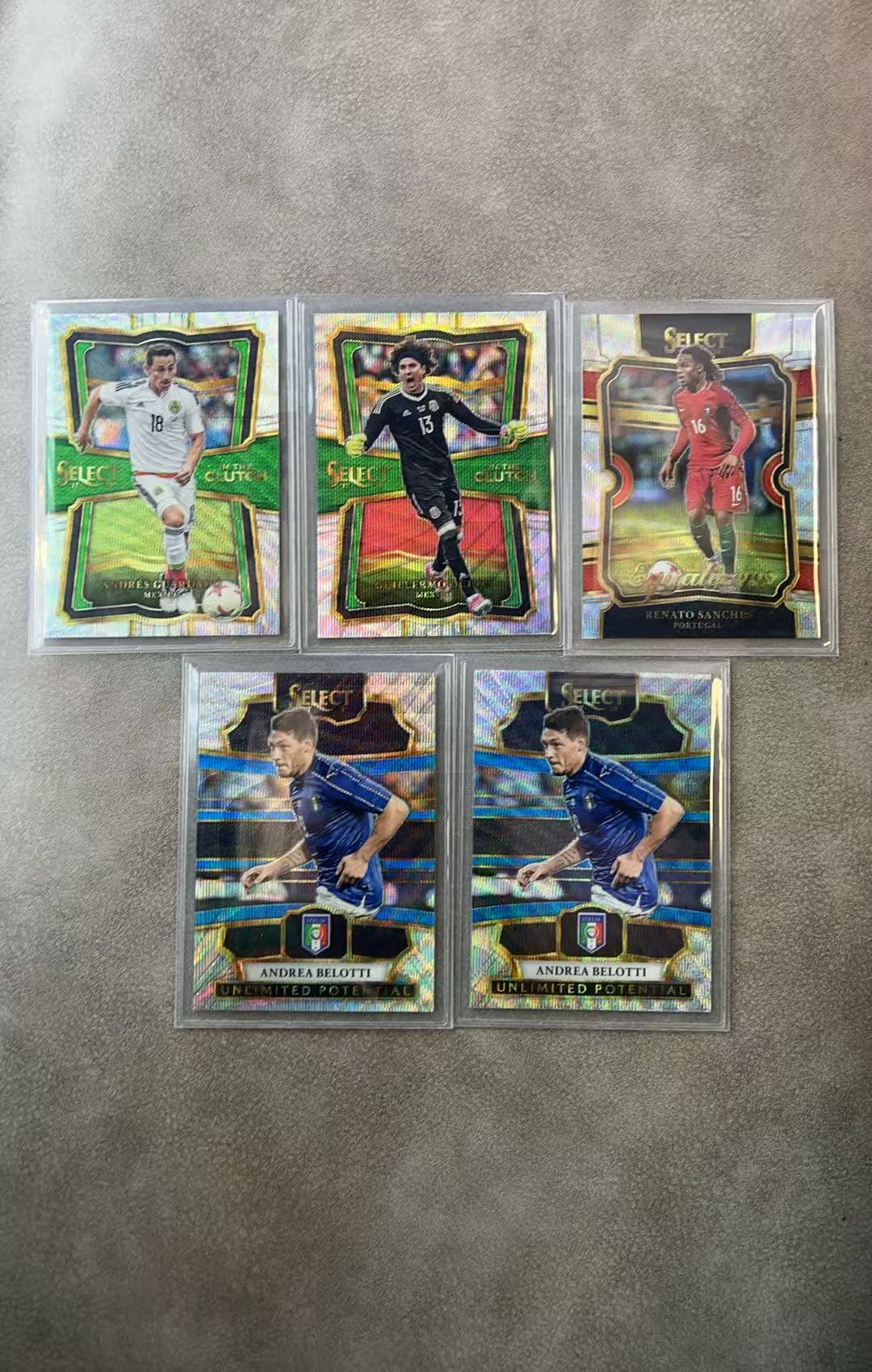 6473【330球星卡实体店代卖】2017-18 帕尼尼 SELECT 贝洛蒂 桑切斯 瓜尔达多 吉列尔莫奥乔亚 5张 银波纹折 LOT 仅顺丰寄付(UK23)