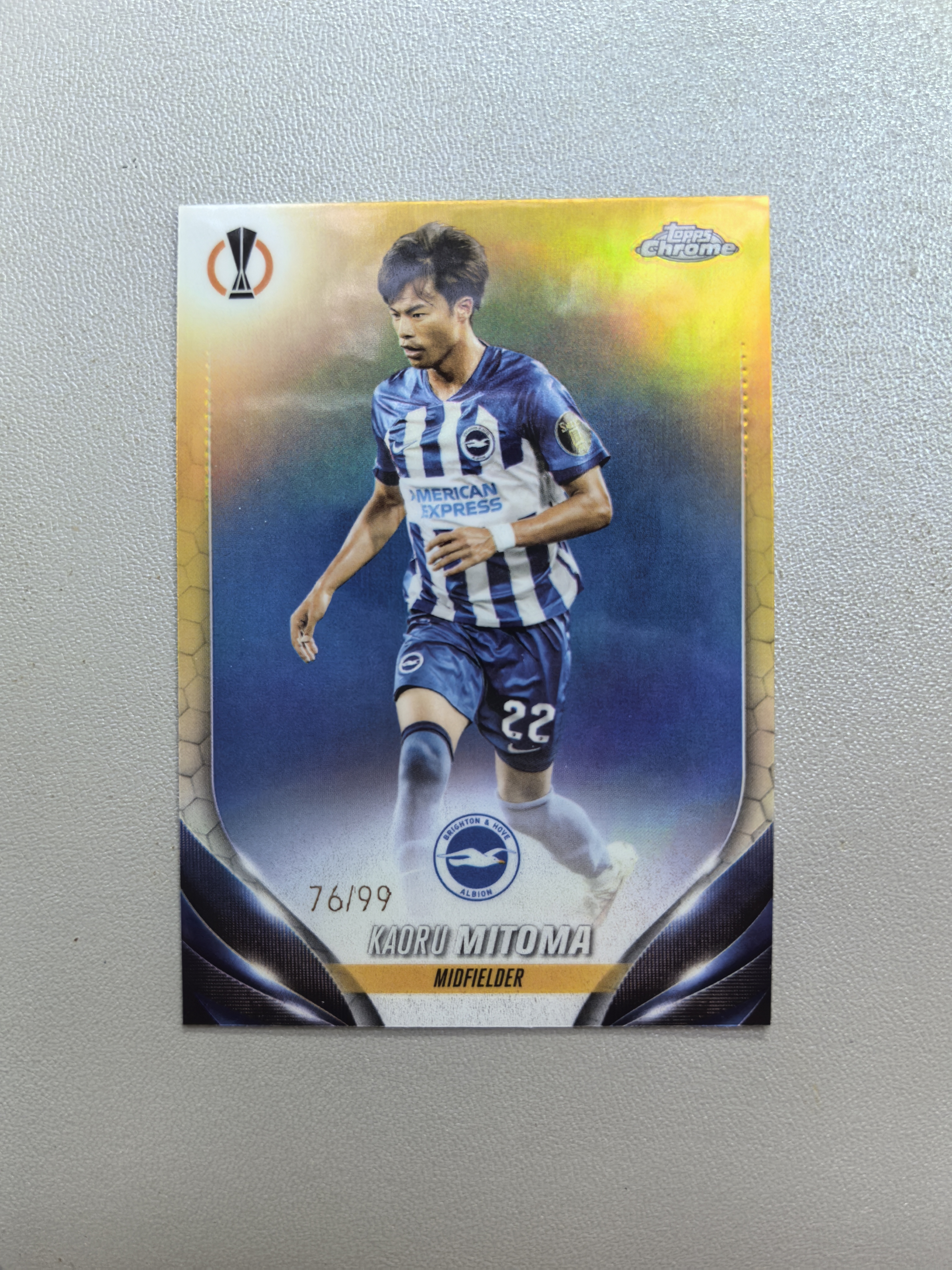 2024 Topps Chrome Kaoru Mitoma 三笘薰 76/99编 黄蓝 布莱顿 日本 三球王