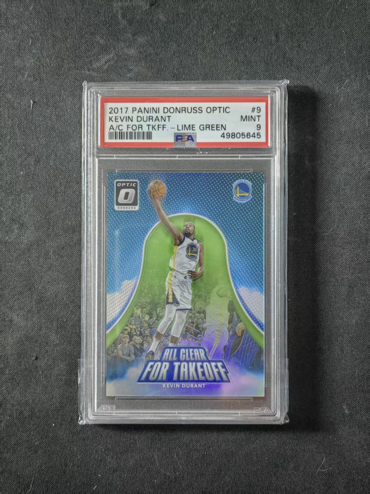 2017-18 Panini Optic Kevin Durant 【林林拍卖虚竹】评级PSA9分 Op系列 勇士 凯文杜兰特 148/175编 绿折 升空特卡