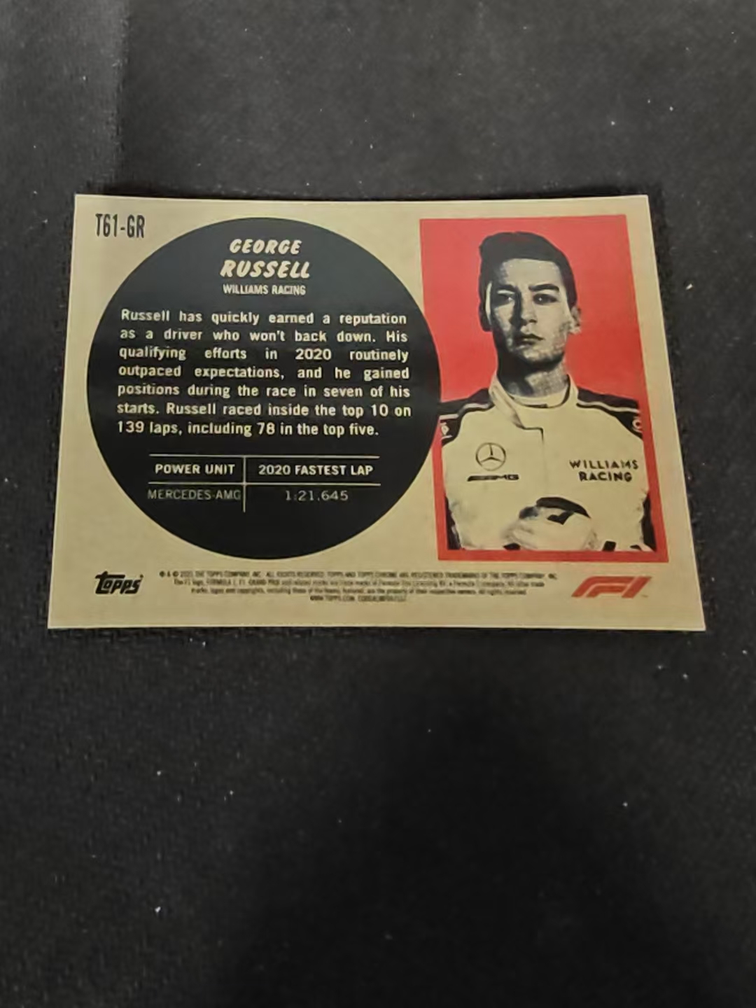 2021 Topps Chrome F1 George Russell 乔治 拉塞尔 银折 特卡 F1 划痕 边角瑕疵 #GR