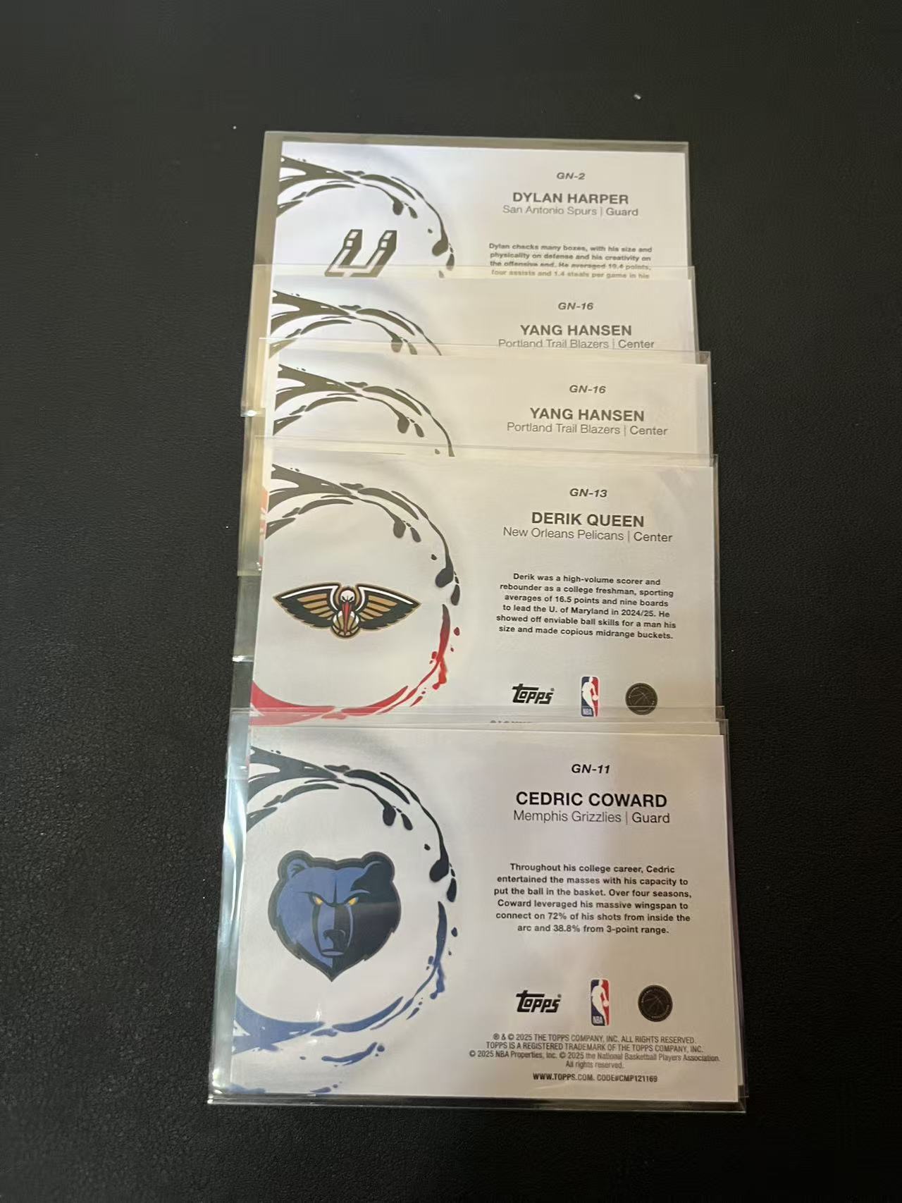 2025 Topps Flagship Cedric Coward RC 塞德里克 考沃德 迪伦 哈珀 杨瀚森 德里克 Generation Now 新生代 特卡 6张 卡品如图 龙龙龙