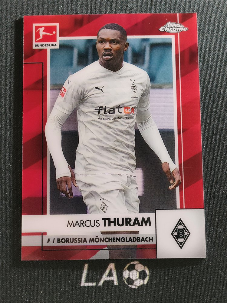 【LA足球】2021 Topps Chrome 德甲 MARCUS THURAM 门兴 马库斯图拉姆 法国 9/10编 红折 低编 微瑕如图