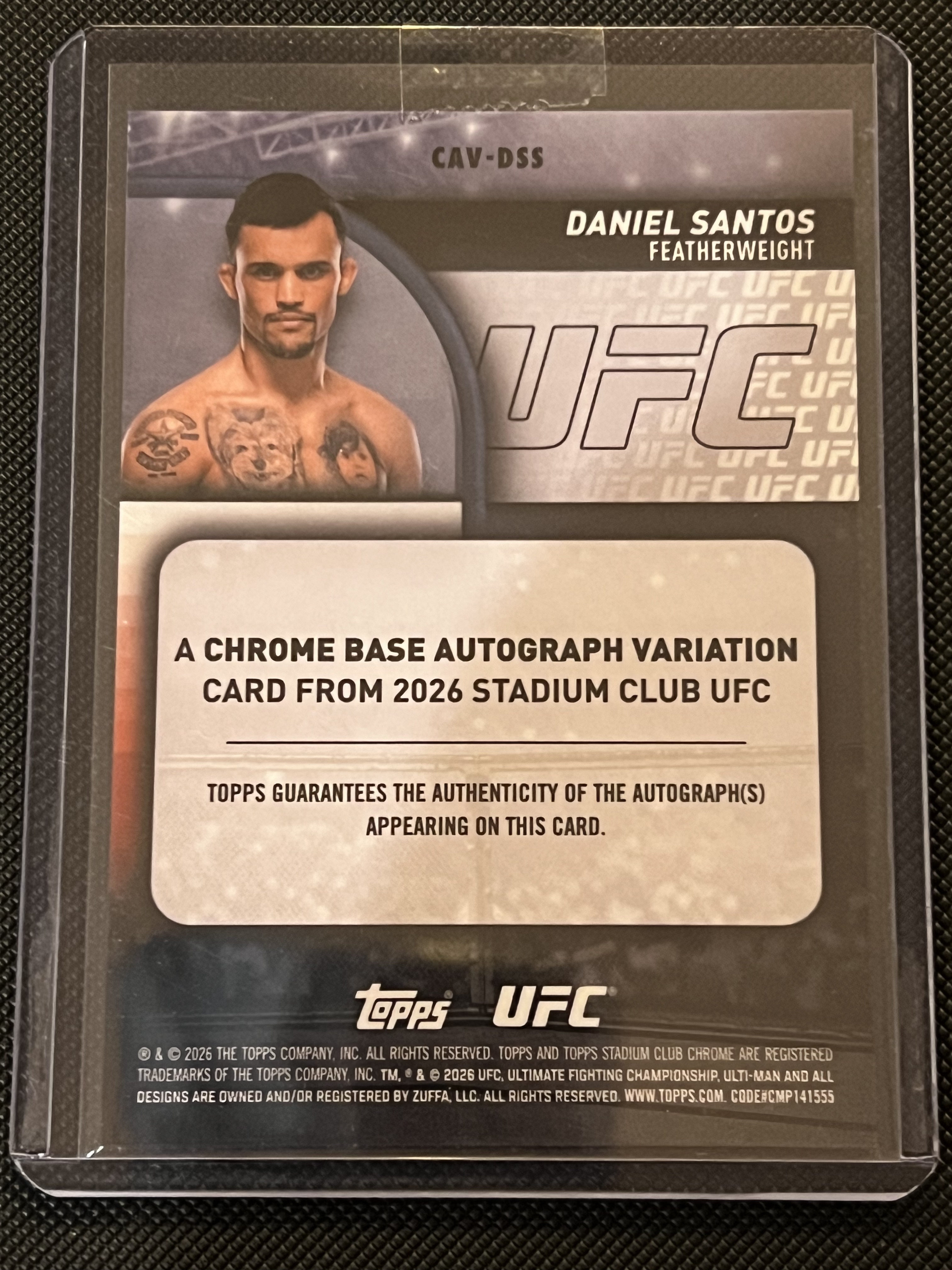 2026 Topps Stadium Club Chrome Daniel Santos #CAV-DSS UFC 丹尼尔·桑托斯 折射 签字卡!!巴西 羽量级 潜力新星!!凑套必备!!