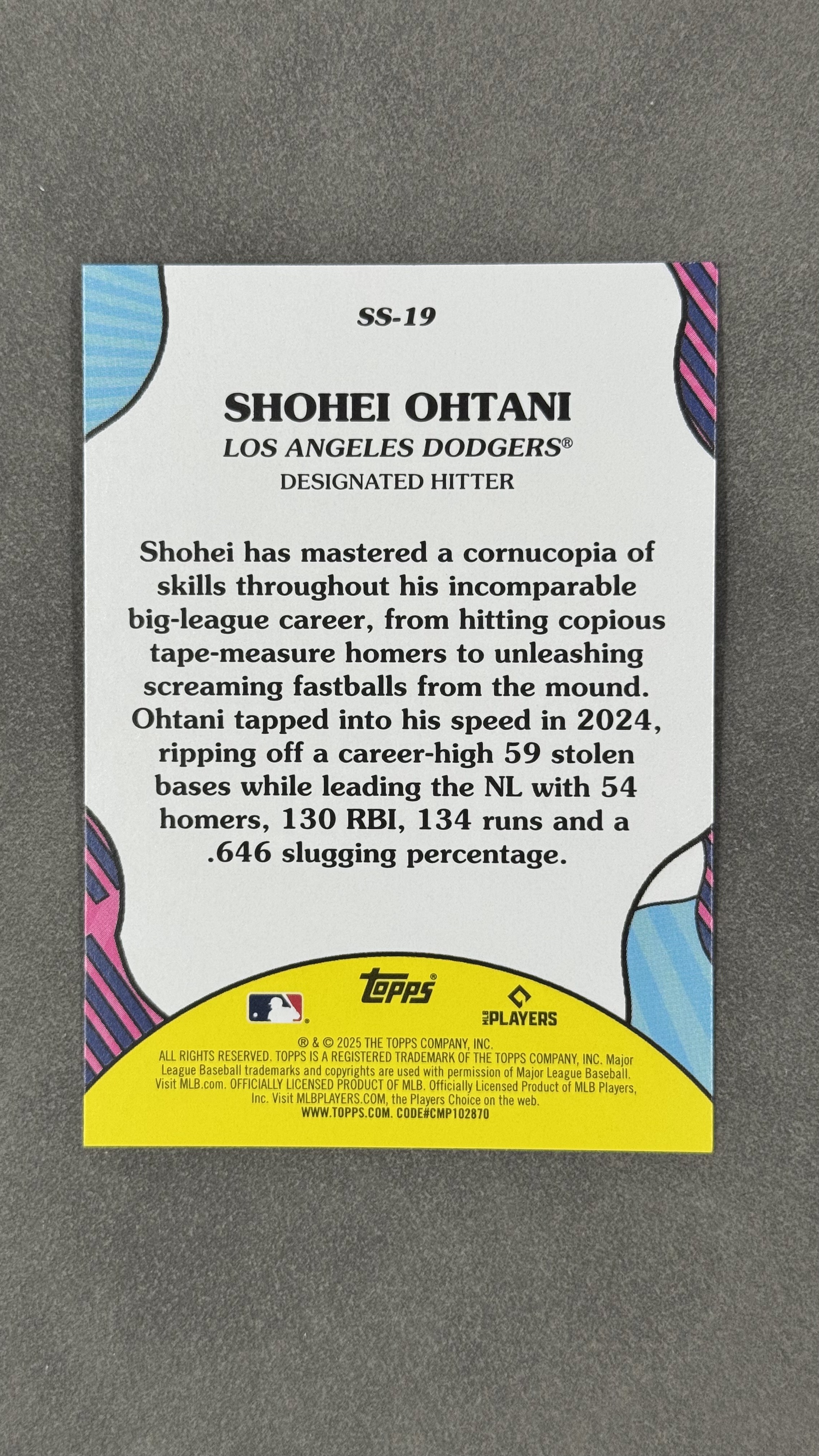 2025 Topps Series 2 Shohei Ohtani #SS-19 道奇队 大谷翔平 二刀流 50/50俱乐部 首位季后赛10k 3HR选手 折射特卡 实卡好看 值得收藏