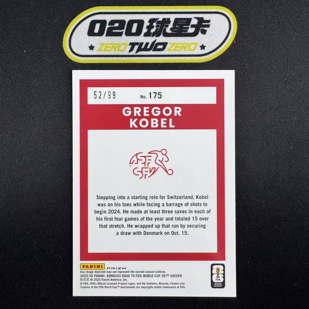 2025-26 Panini Donruss Gregor Kobel 杜蕾斯 世界杯之路 科贝尔 52/99编 Optic 橙折 瑞士(GZ01)