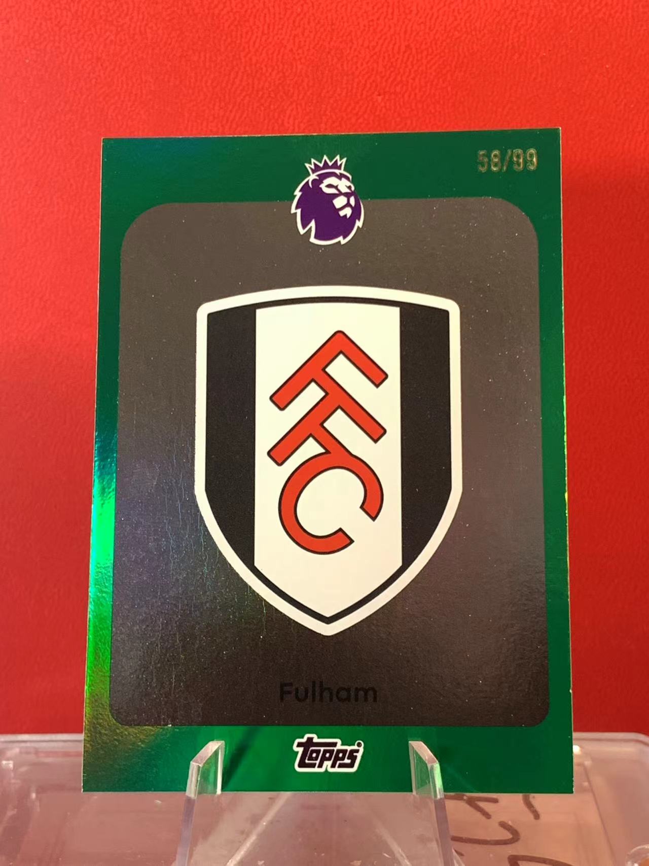 (詹叔代拍)2025-26 Topps Premier 英超 富勒姆 队徽 队标 logo 英超 58/99编 绿折 卡品如图 顺丰寄付 i3