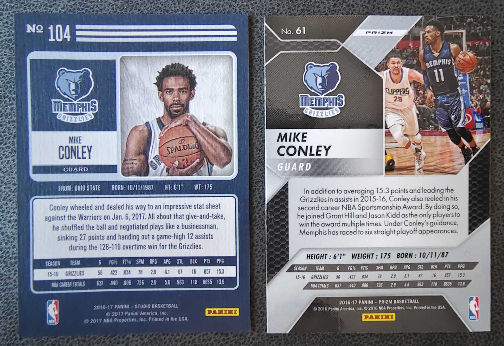 孟菲斯 灰熊队 迈克 康利 Mike Conley 两张打包