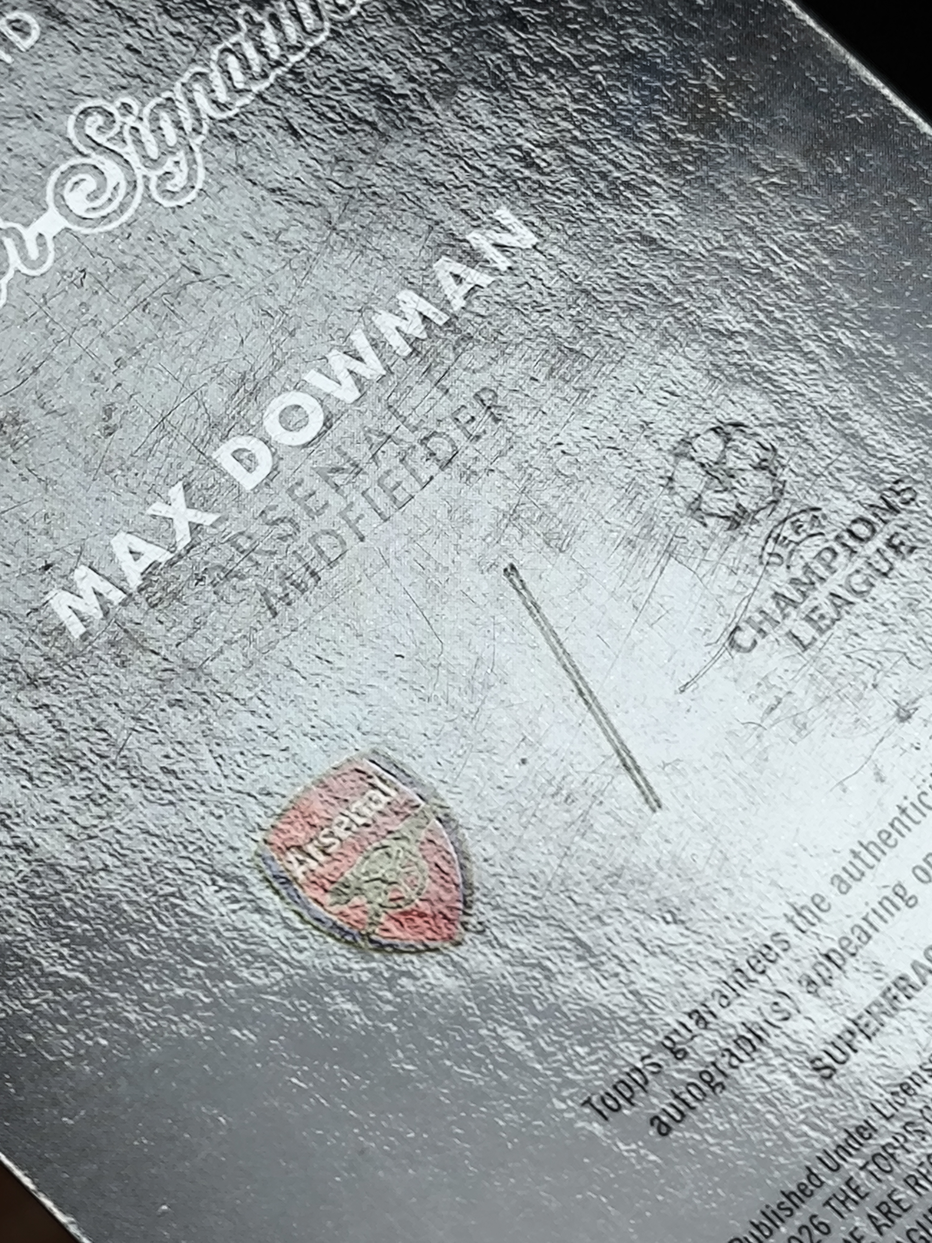 2026 【欧小橙急速拍】 Topps Chrome Max Dowman RC 欧冠 阿森纳新秀 马克斯 道曼 1/1编 爆金折 Superior 卓越签字卡签 超大比例插入 瑕疵如图杰-路YAJS
