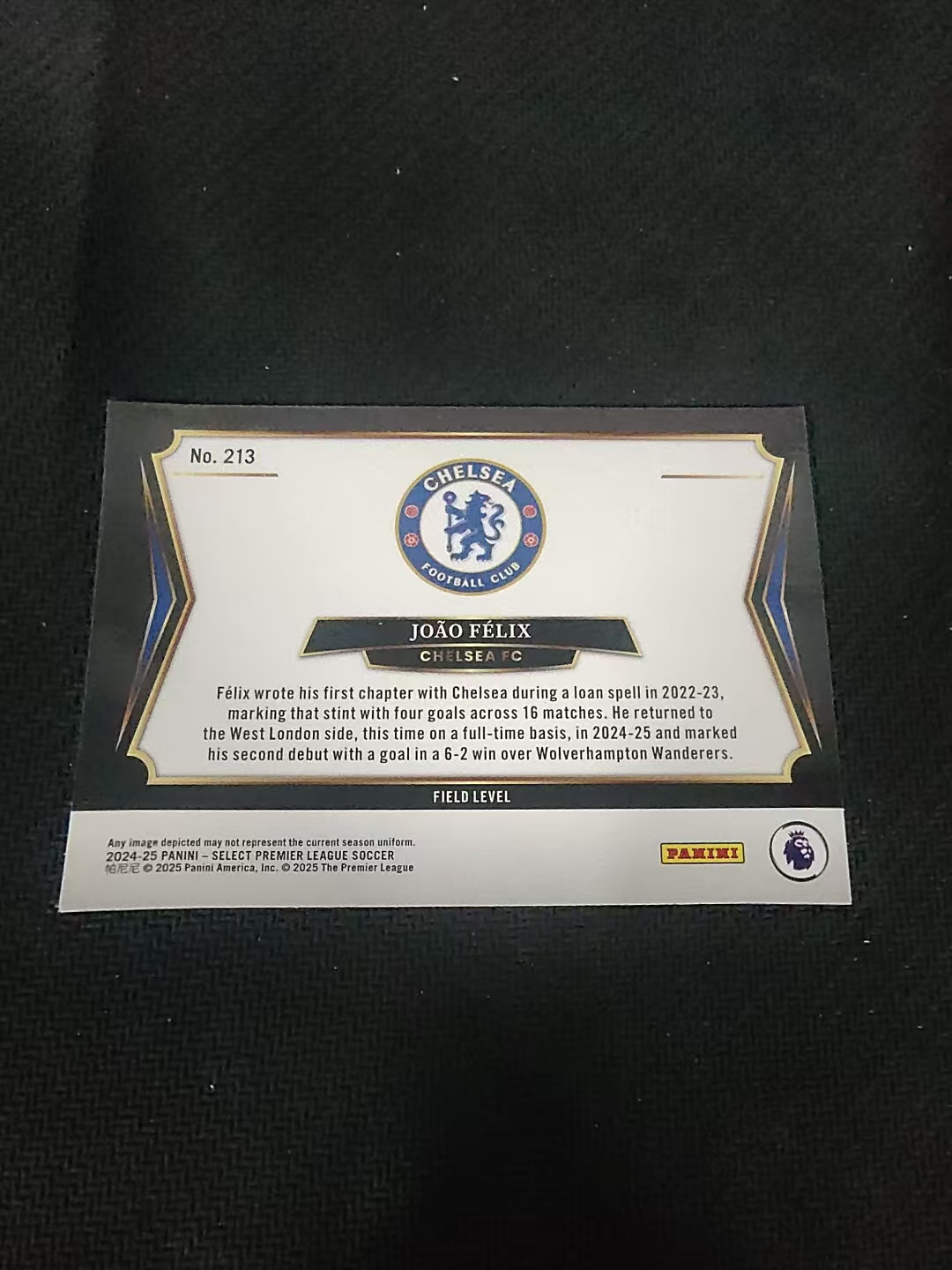 【可合并,不累计】2024-25 Panini Select Joao Felix 菲利克斯 切尔西 英超 三级 划痕 边角瑕疵 #213