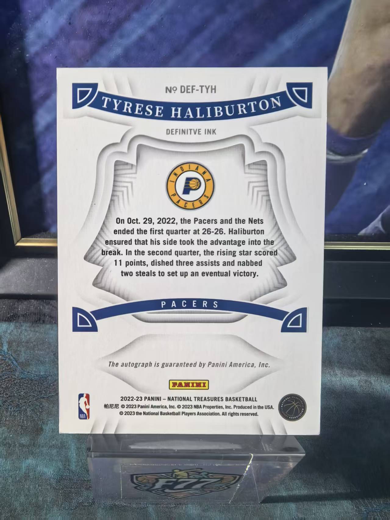 2022-23 Panini National Treasures Tyrese Haliburton 国宝系列 泰瑞斯 哈利伯顿 哈里伯顿 步行者 签字 卡签 49编 收藏必备