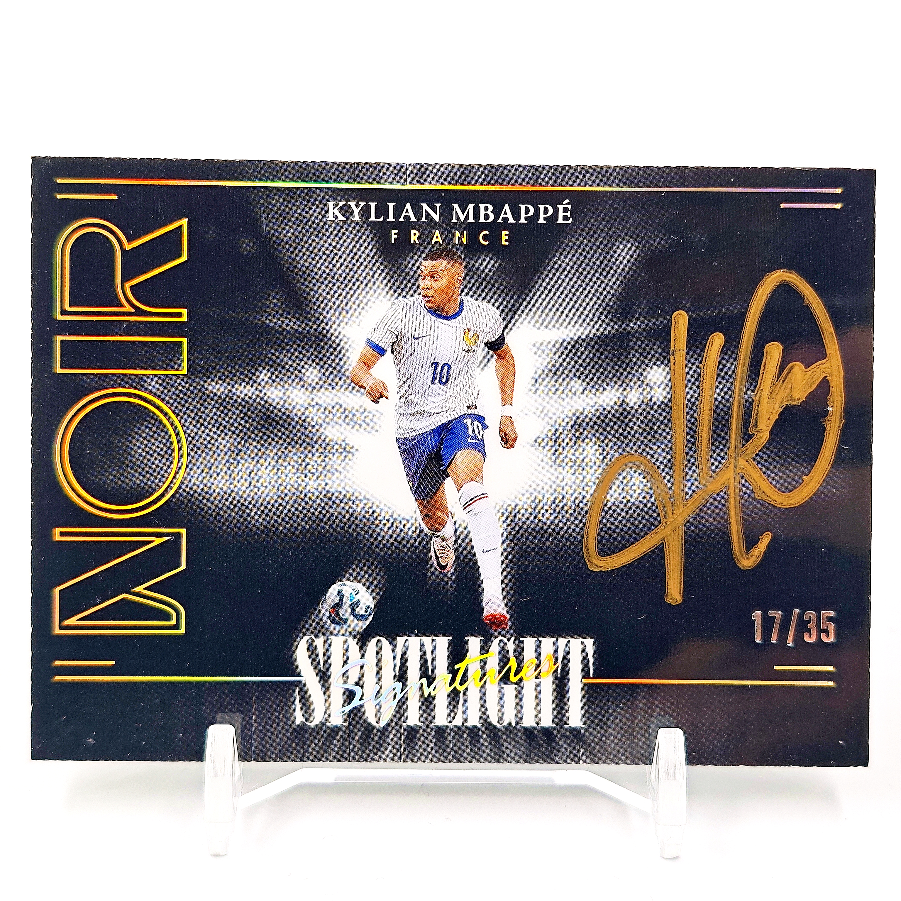 2024-25 Panini Noir Kylian Mbappe 姆巴佩 17/35编 签字 卡签 金笔卡签 镜面 聚光灯 Spotlight 法国 皇马 皇家马德里 姆总 诺尔 卡品如图BU009