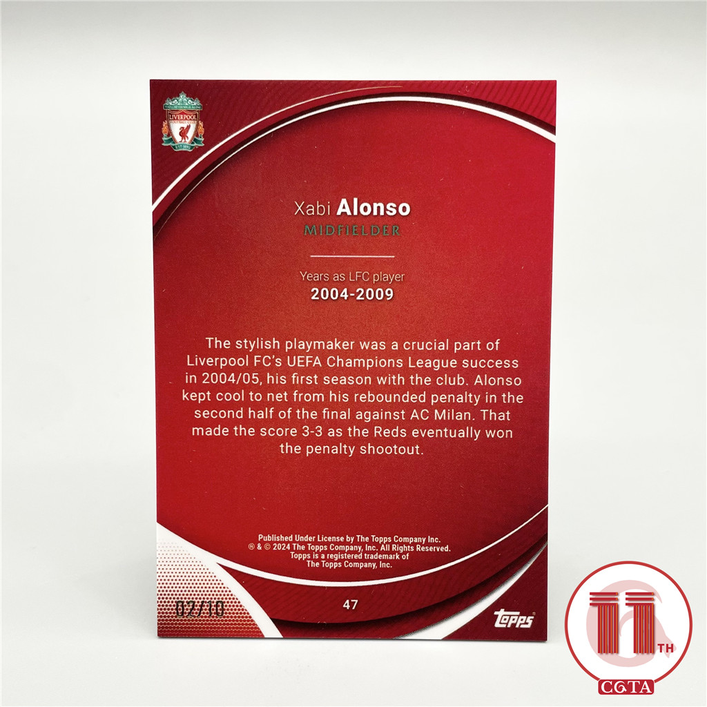 【CGTA /10】2023-24 Topps Chrome Liverpool LFC 利物浦 哈维阿隆索 02/10编 黑折base #47 轻印如图 西班牙 切尔西 皇马 拜仁 Xabi Alonso 越秀山2658082 #Atm#