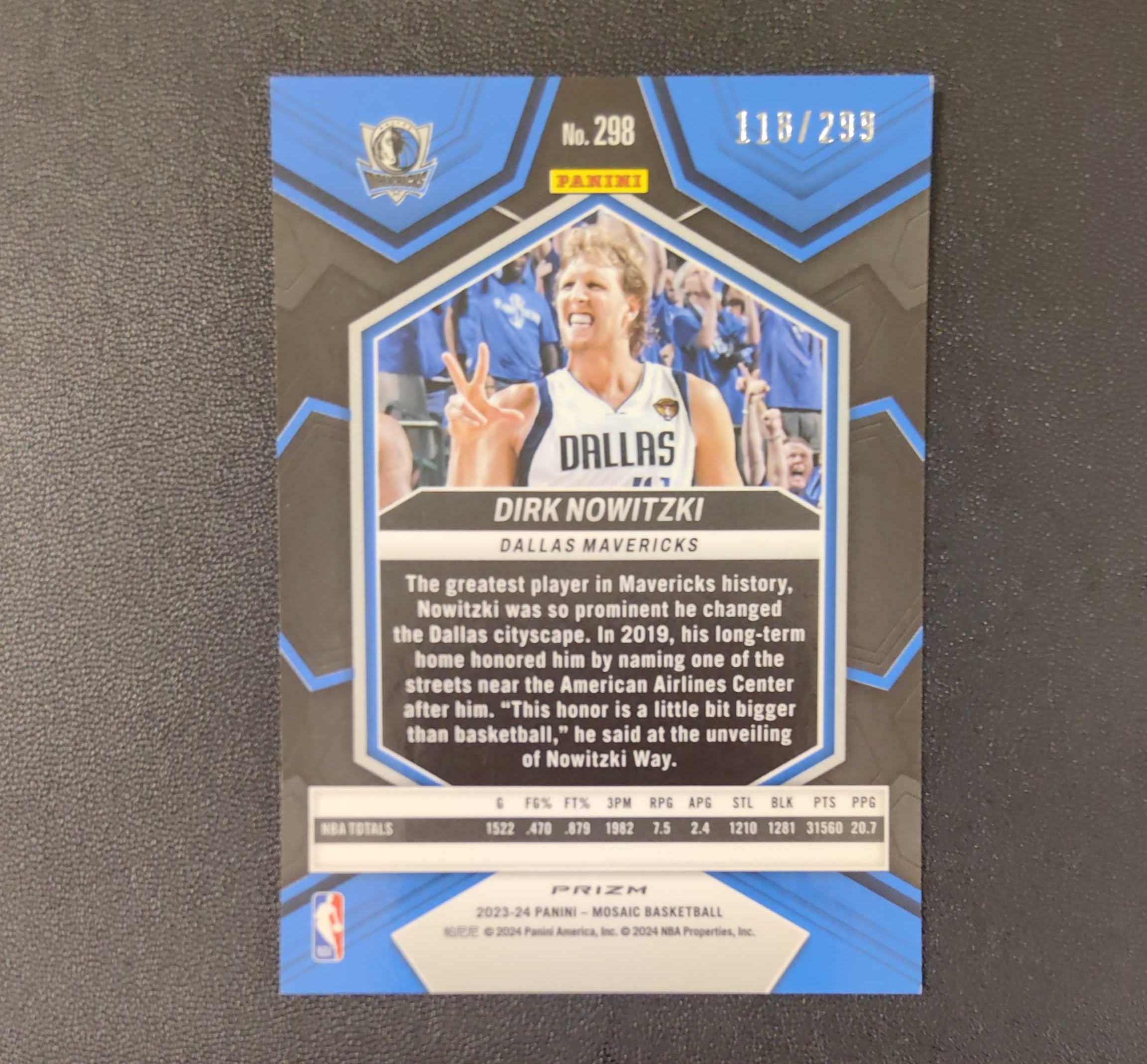 2023-24 Panini Mosaic Dirk Nowitzki 马赛克 独行侠 德克 诺维茨基 老司机 /299编 变形虫折 东契奇 sga 库里 文班亚马 詹姆斯 多张再拍