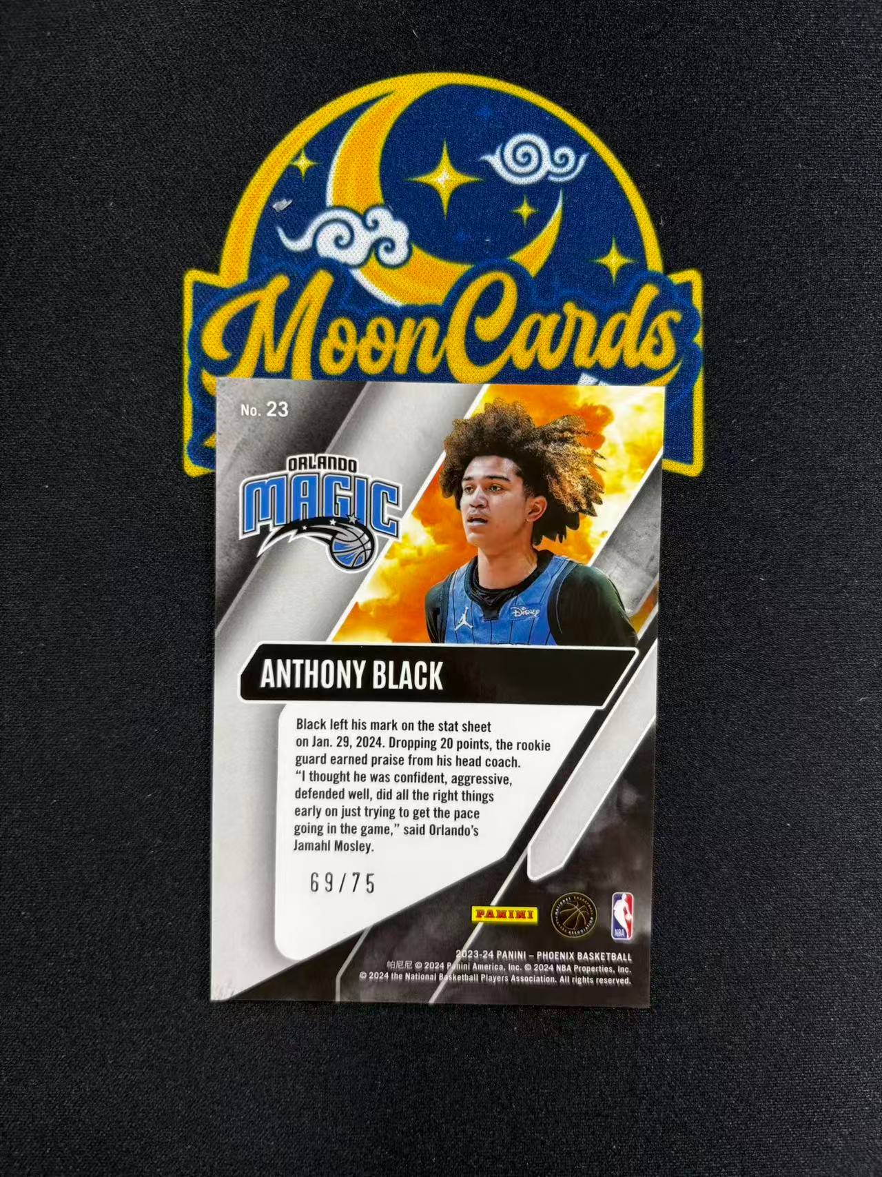 【梦卡拍卖】2023-24 Panini Phoenix Anthony Black RC 安东尼 布莱克 新秀 魔术 /75编 紫折 #DD#未衬