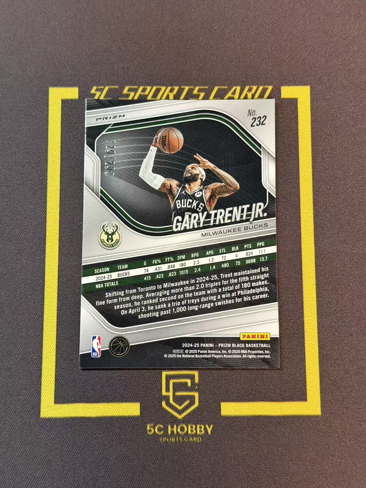 2024-25 Panini Prizm Black Gary Trent Jr. 小加里特伦特 雄鹿 红折/299编【零壹小卡】wn