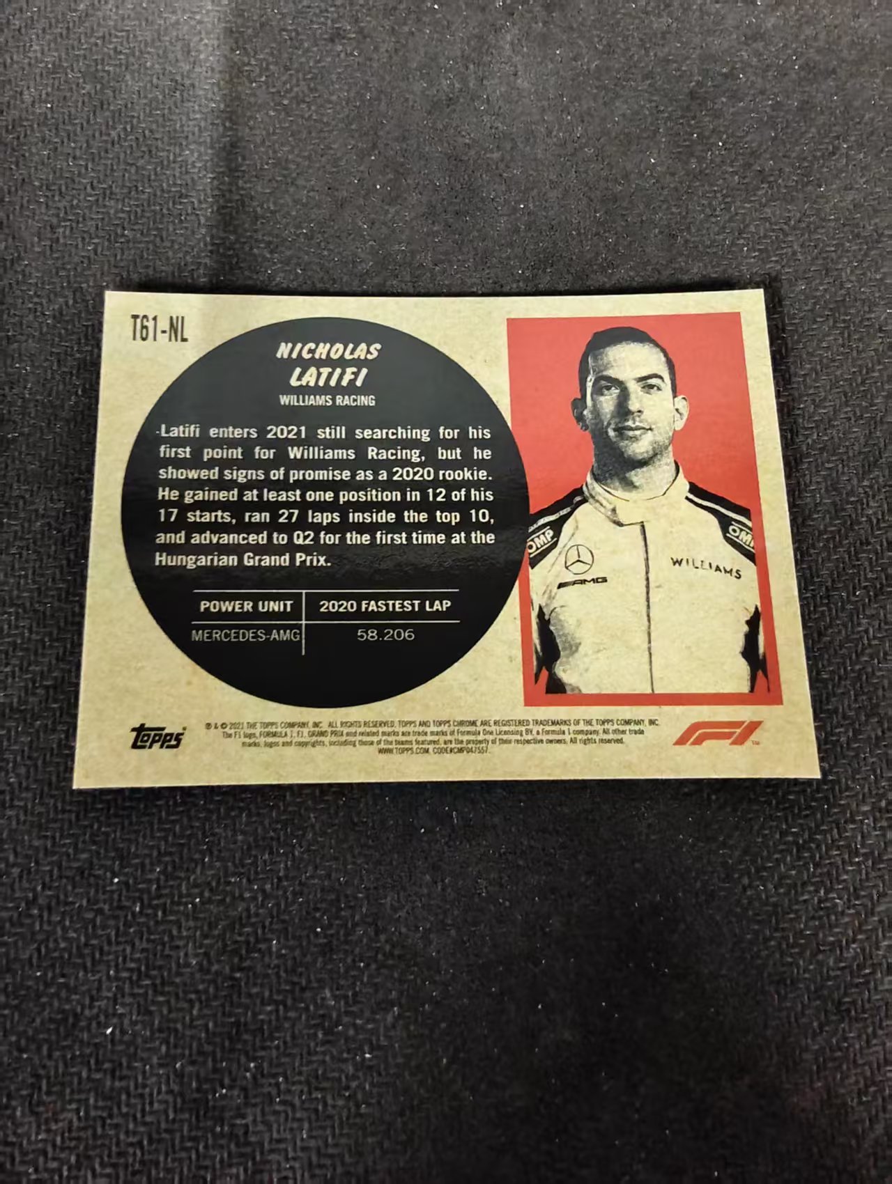 2021 Topps Chrome F1 Nicholas Latifi 尼古拉斯 拉提菲 银折 划痕 边角瑕疵 #NL