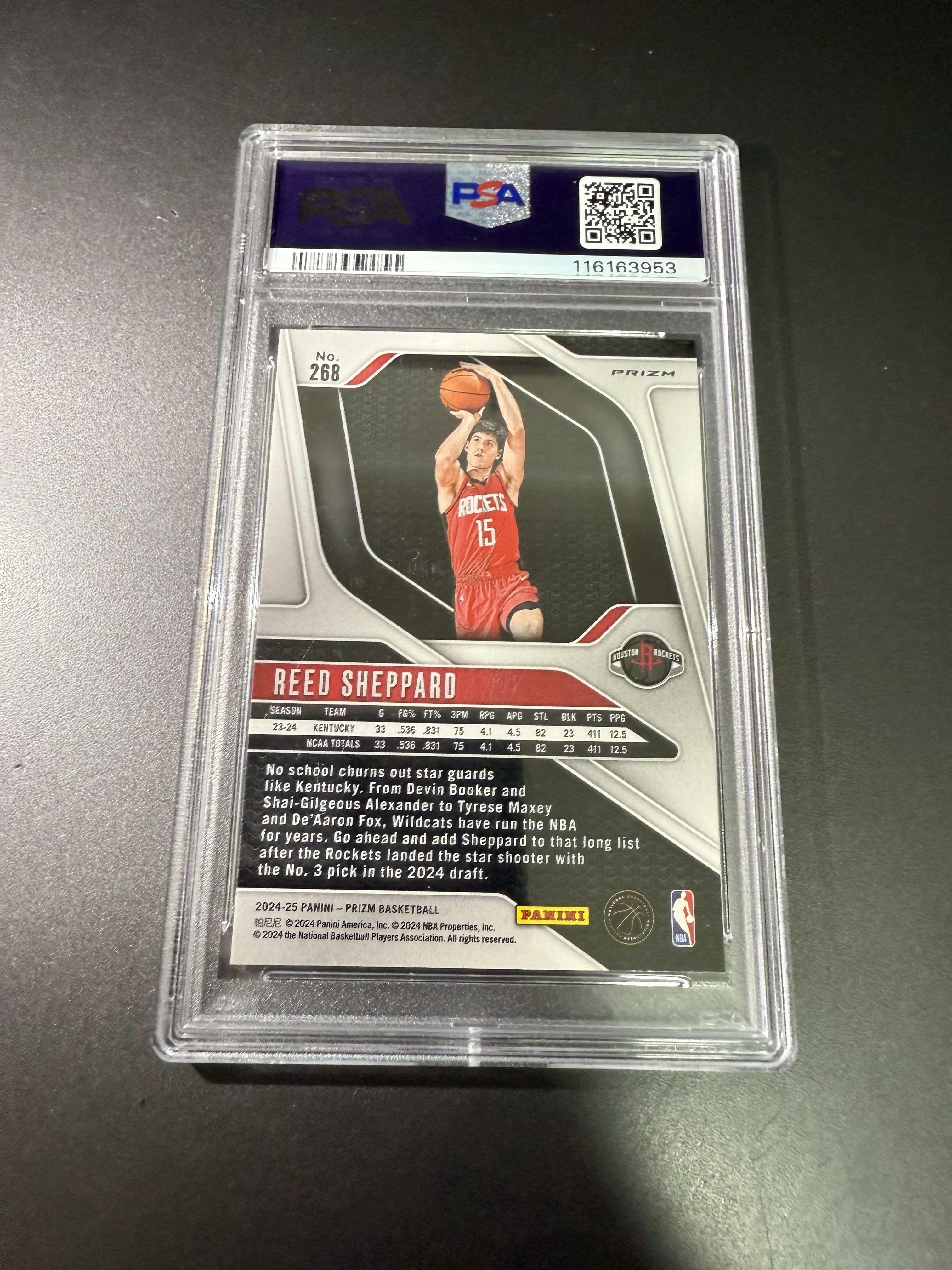 2024-25 Panini Prizm Reed Sheppard RC 里德 谢泼德 新秀 pz 粉碎冰折 火箭队新星 psa9分 评级 什