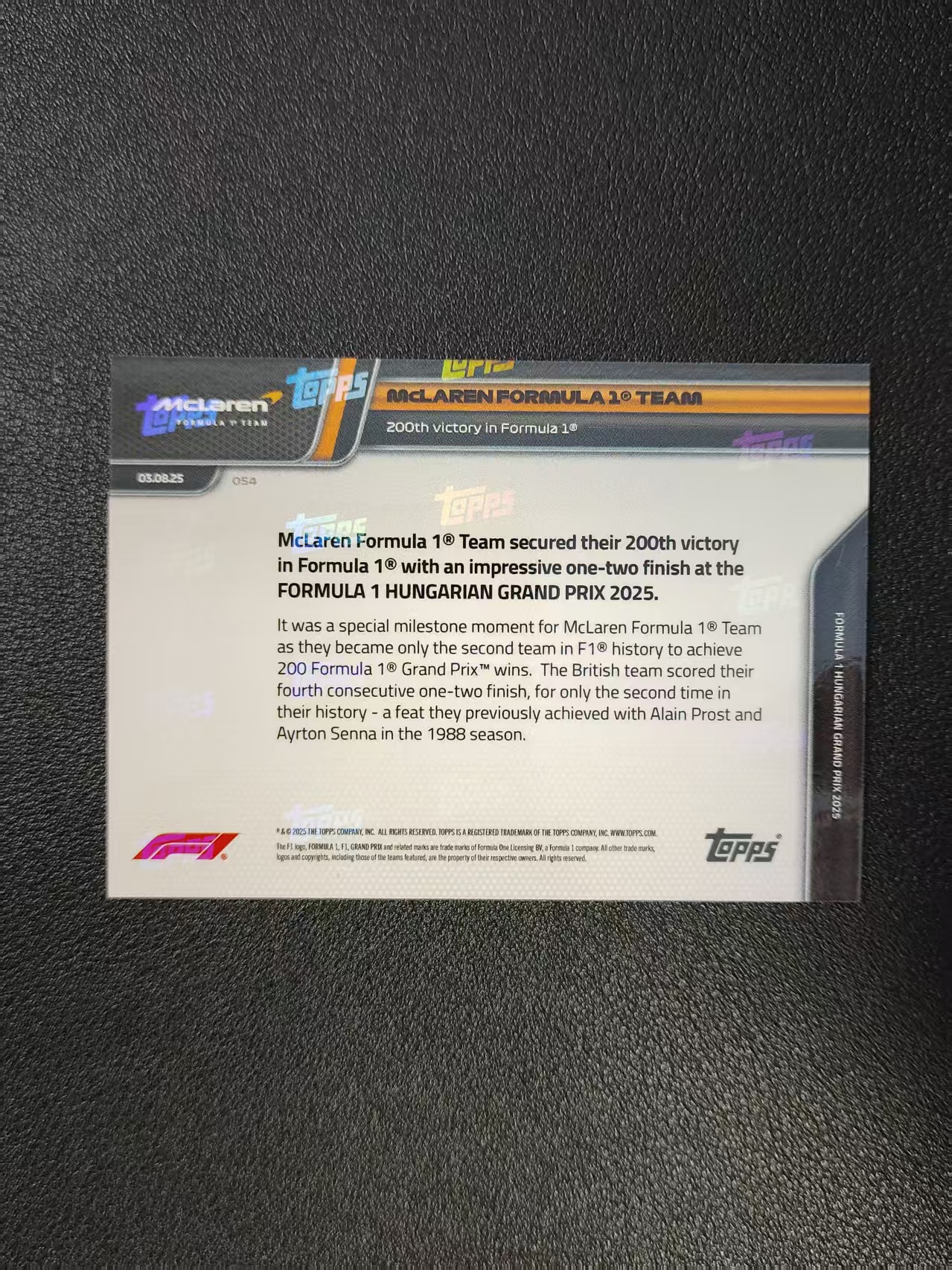 2024 Topps Now F1 Oscar Piastri 皮亚斯特里 诺里斯 迈凯伦 卡品如图 出价前请仔细阅读描述 fgy
