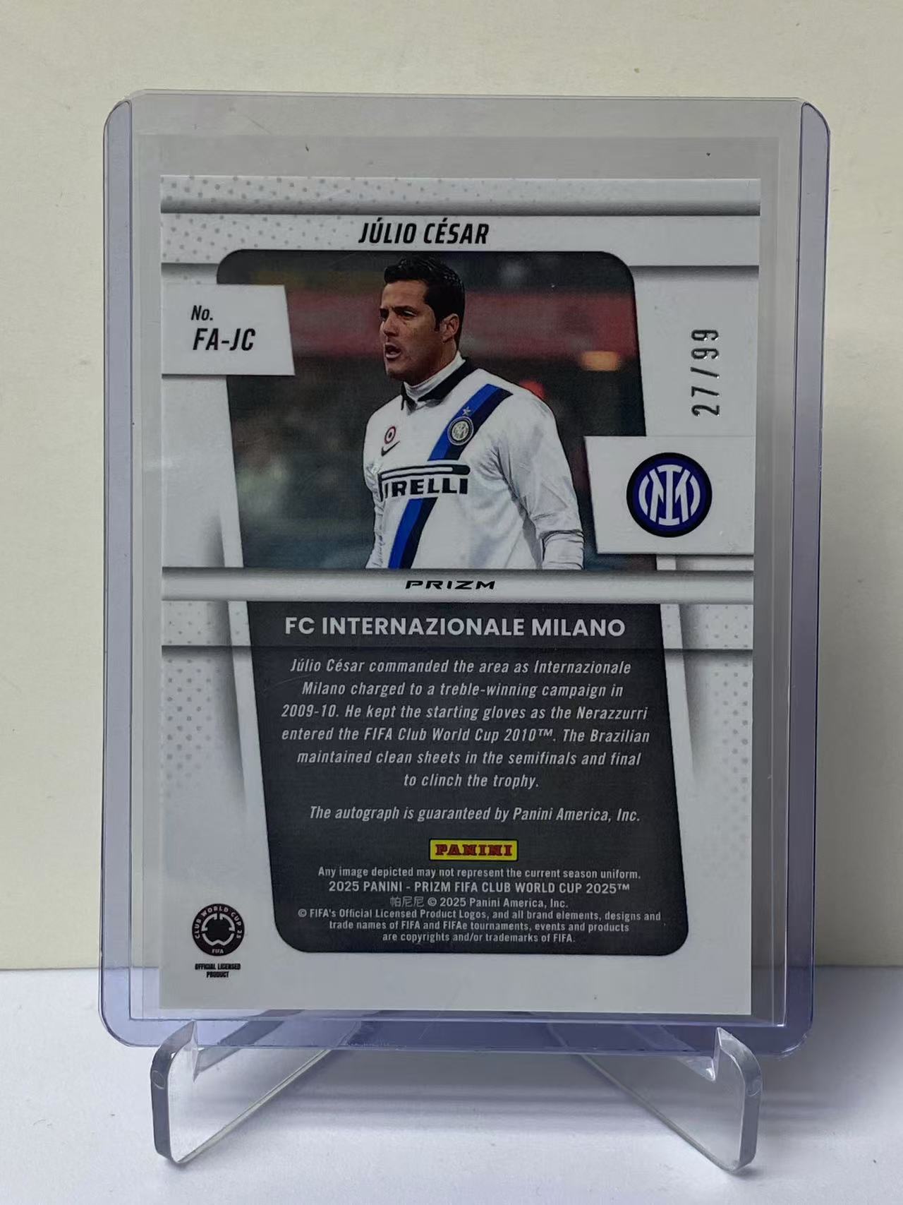 2025 Panini Prizm Julio Cesar 世俱杯PZ 国际米兰 胡里奥 塞萨尔 签字 银折 27/99编 墨迹如图 收藏必备 卡品如图 9527