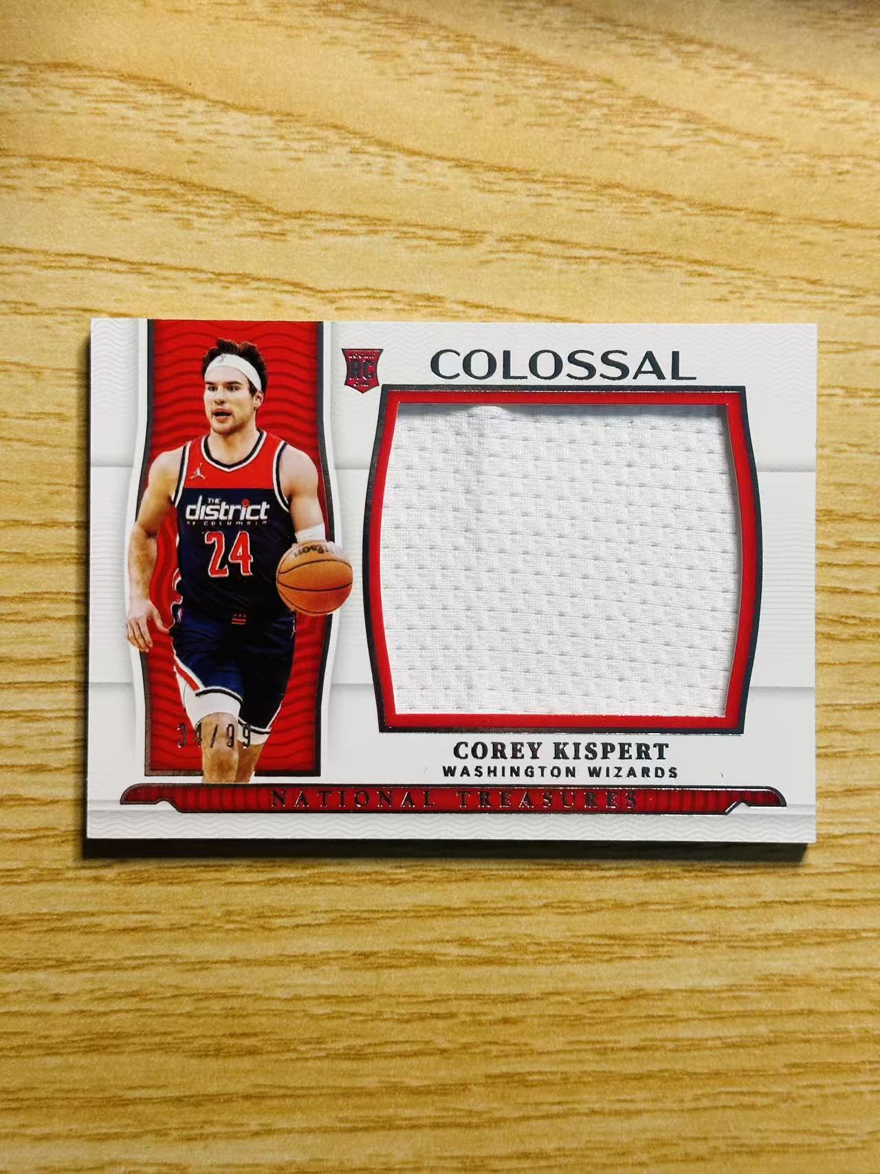 2021-22 Panini National Treasures Corey Kispert 嘿嘿代卖 国宝 基斯珀特 新秀 RC 球衣 物料 99编 奇才 实卡精美 收藏必备