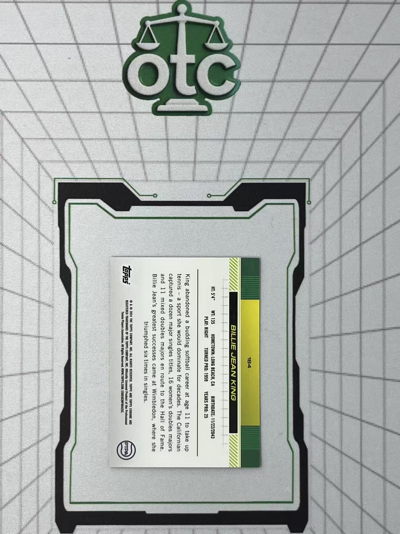 2024 Topps Chrome Billie Jean King 【盎司收藏】网球 比利 简 金 美国 99编 绿折 美国 女子网坛历史上最伟大的球员之一 JJ27