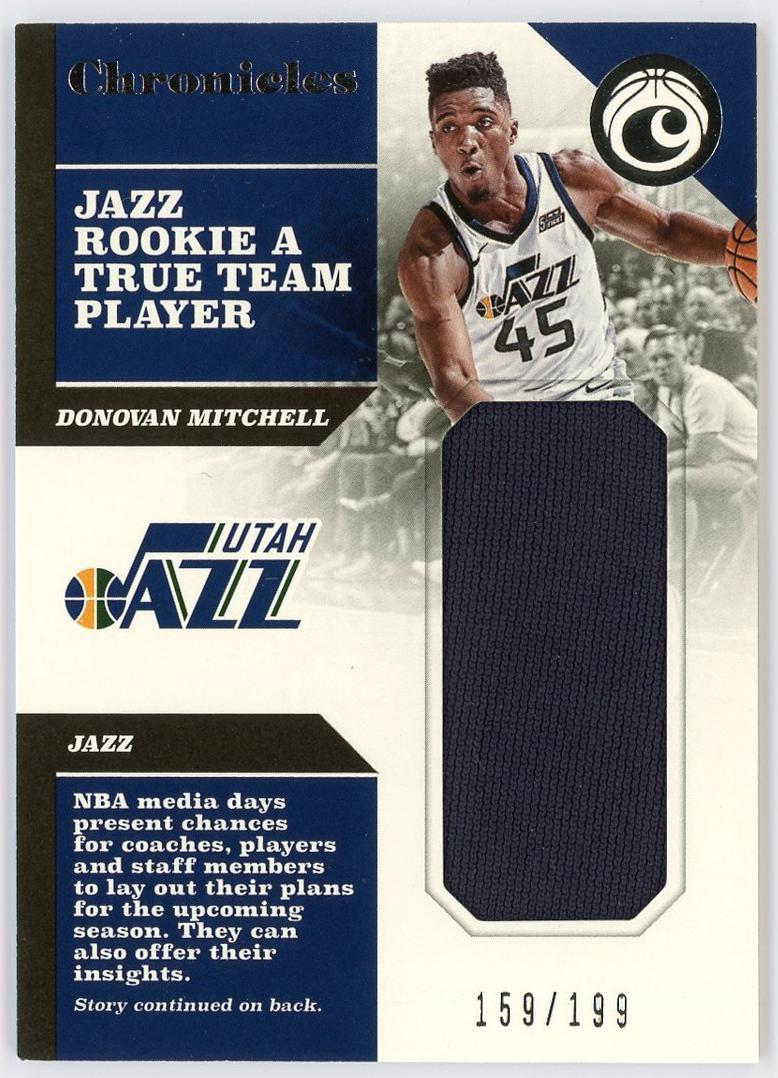 2017-18 Panini Chronicles Donovan Mitchell RC 多诺万米切尔 新秀 编年史 199编 亲穿 球衣 物料 爵士 蜘蛛侠 卡品如图 0MJ9