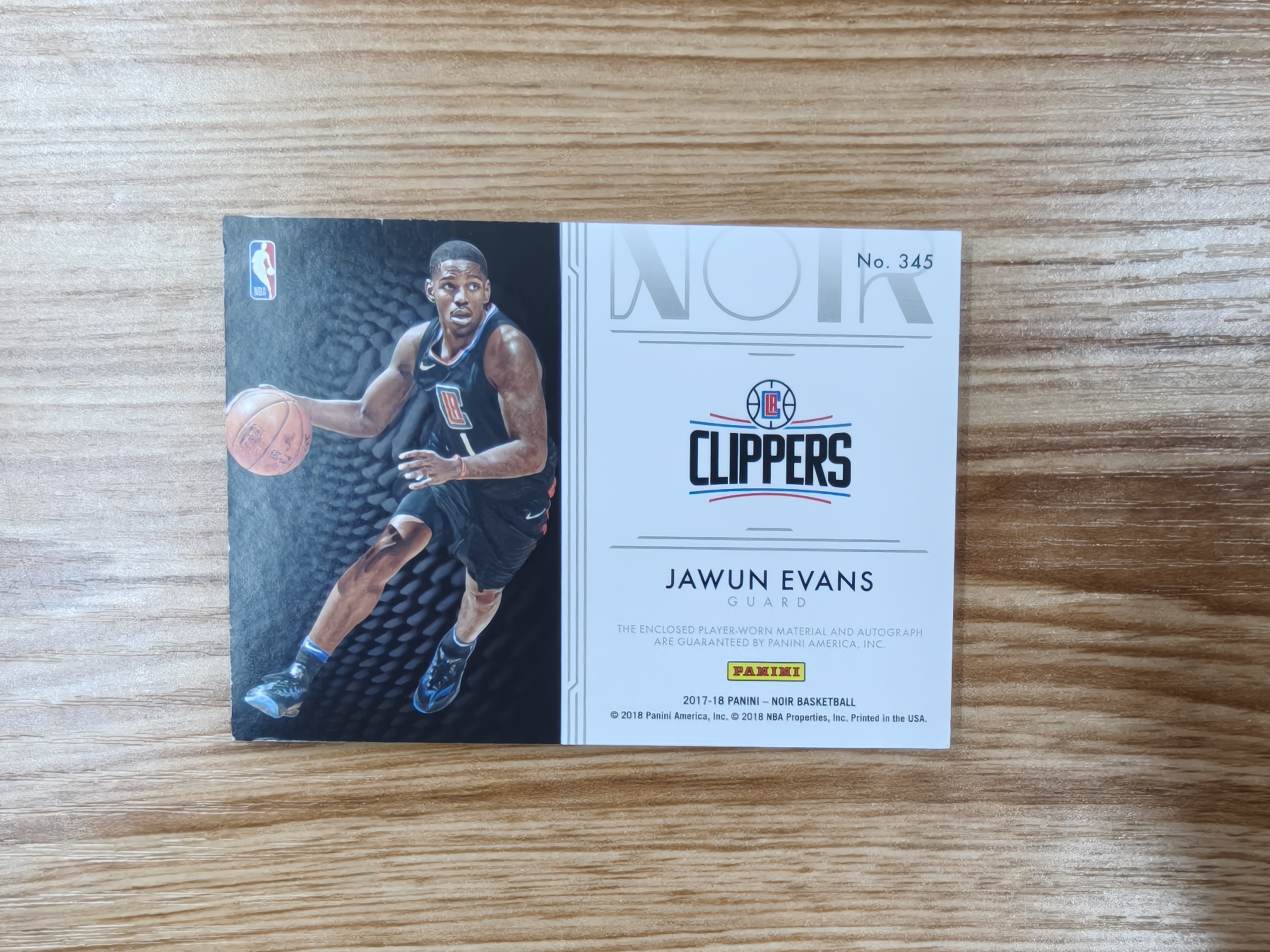 2017-18 Panini Noir Jawun Evans RC 57/99编 RPA 签字 卡签 物料 球衣 高端系列 诺尔 新秀 贾旺 埃文斯 快船时期 通行卡品 微瑕 如图
