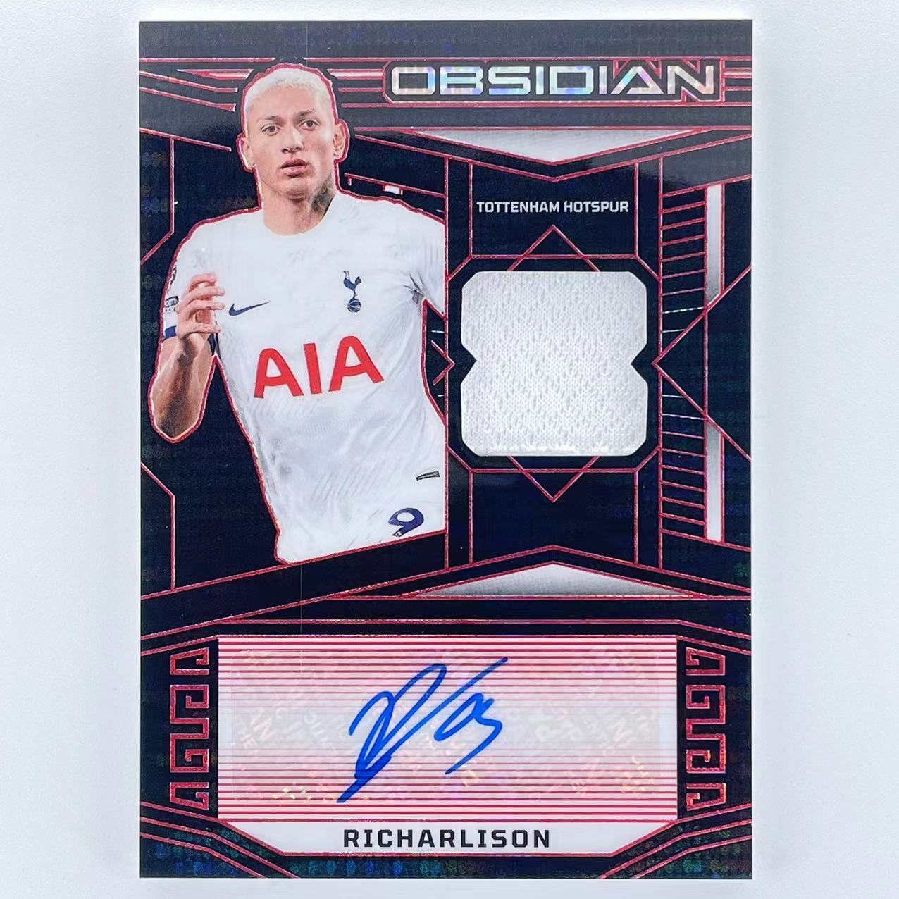 G 2023-24 Panini Obsidian Richarlison 里沙利松 理查利森 热刺 巴西 黑曜石 49编 签字 签名 球衣物料签 红脉冲折 折射 轻印如图 众孚彭宇卓#