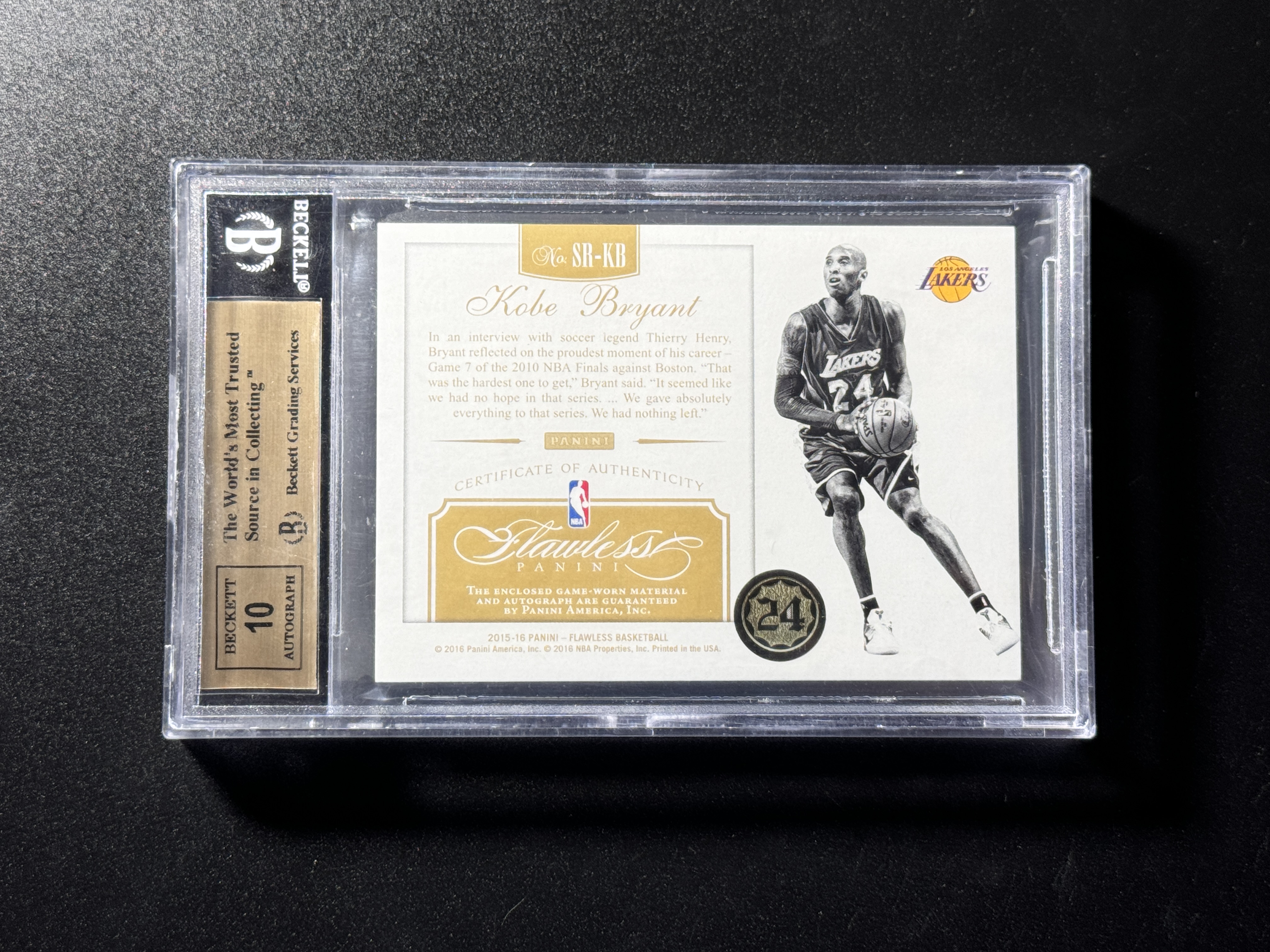 【喷子拍卖】2015-16 panini flawless Kobe Bryant 手提 洛杉矶湖人 科比 布莱恩特 元年SS 大窗 patch 签字 15编 PA 卡签 科比唯一一版SS 大hit 墨超好 BGS金标9.5/10 上海王