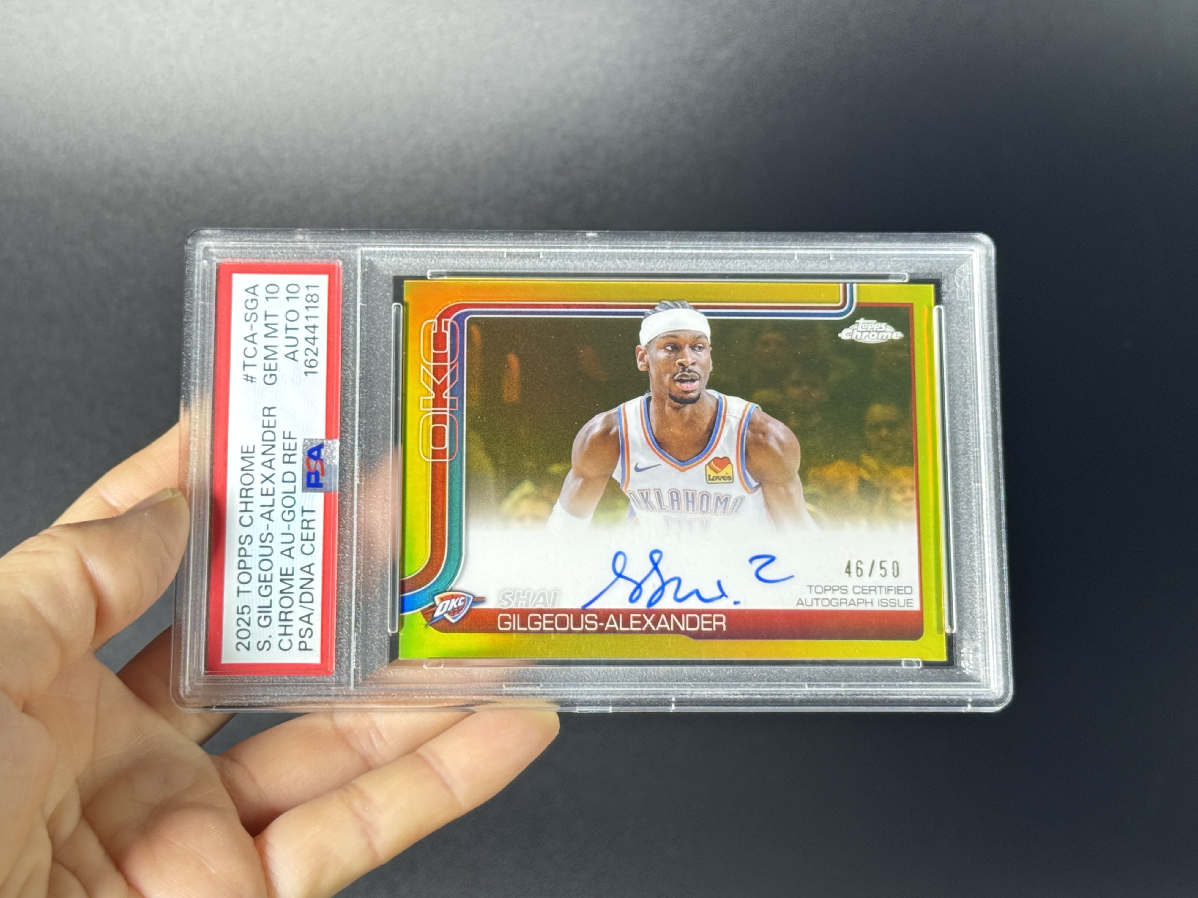 【喷子拍卖】2025-26 topps chrome Shai Gilgeous-Alexander 雷霆 SGA 亚历山大 金折 签字 gold refractor 卡签 50编 大hit卡 PSA双10分 超完美品相 POP7 长宁拉面
