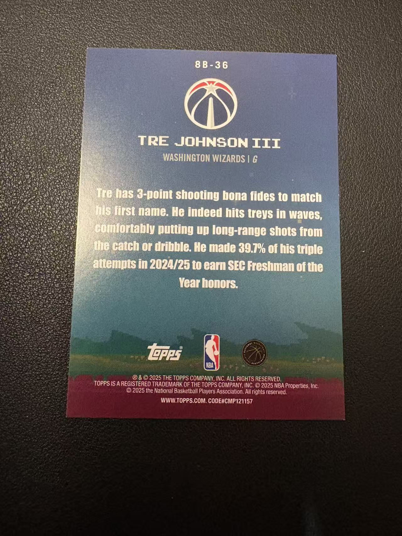 2025 Topps flagship Tre Johnson RC 特雷 约翰逊 新秀 8-bit ballers 特卡 专收必备 卡品如图 N2