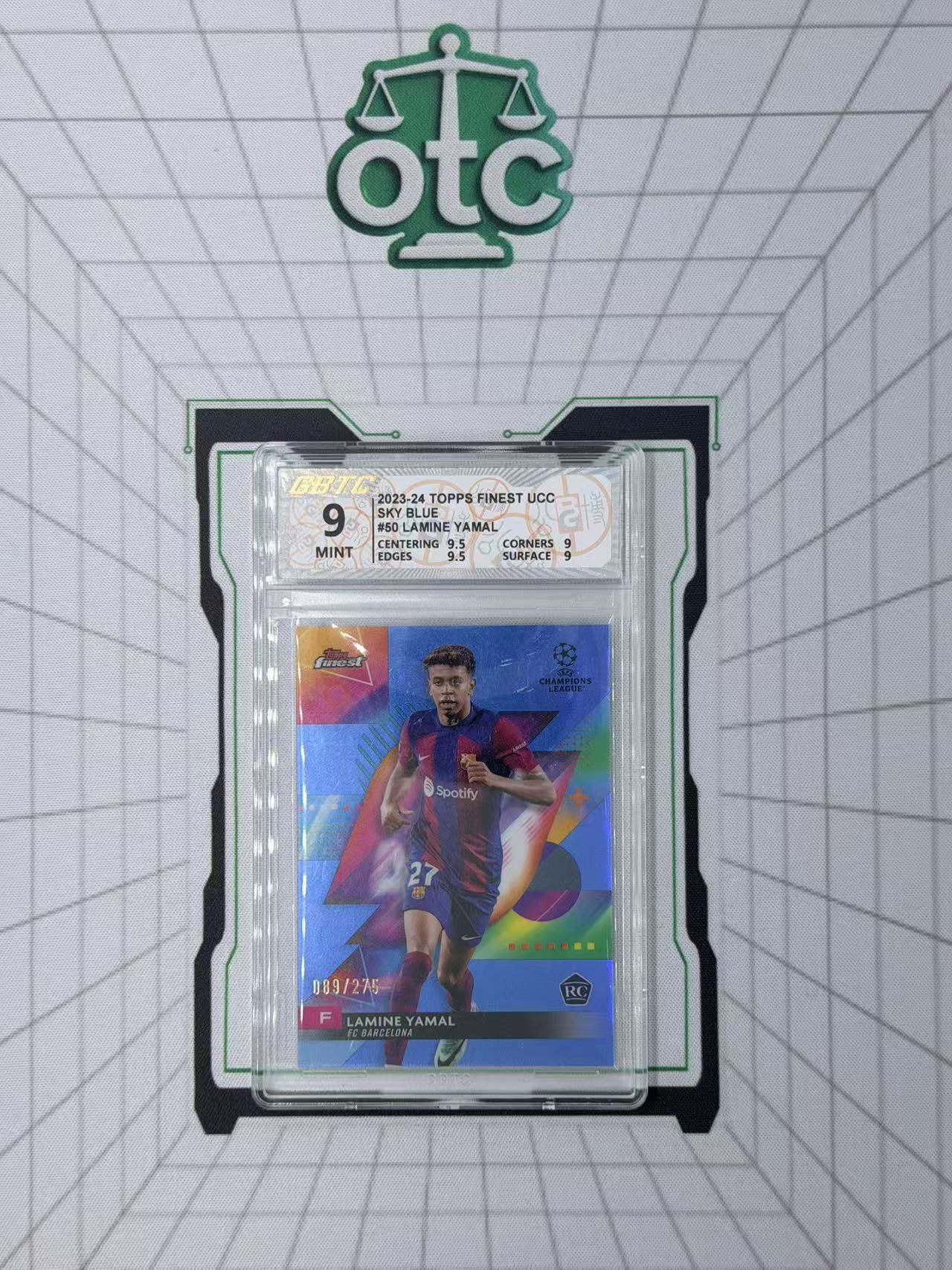 2023-24 Topps Finest Lamine Yamal RC 【盎司收藏】拉明 亚马尔 新秀 089/275 正蓝折 公博9分 OC41