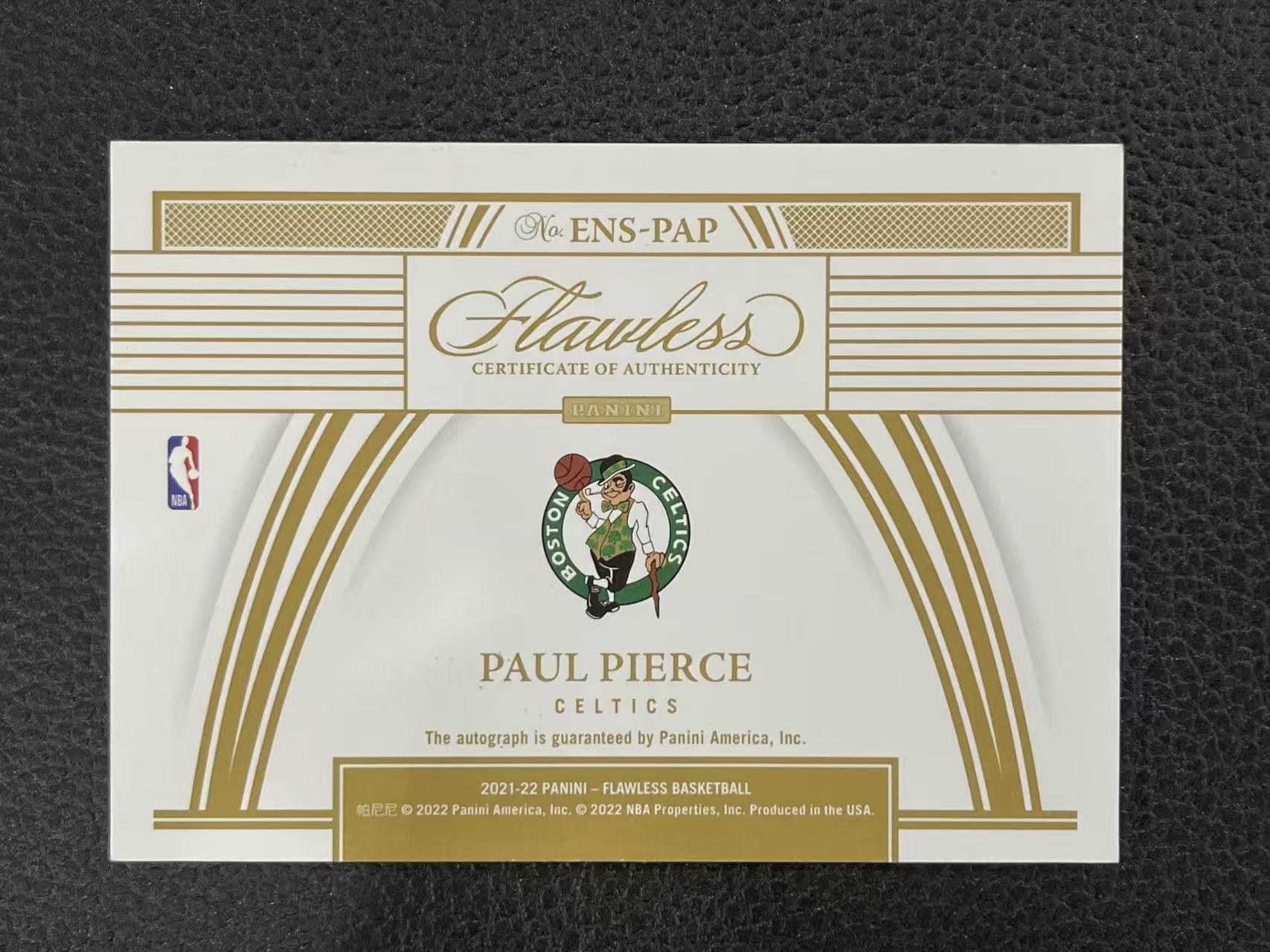 2021-22 Panini Flawless Paul Pierce 【赛博典藏】 手提 凯尔特人 保罗 皮尔斯 /15编 签字 卡签 红平行 ENS 保皮 微瑕如图 #DE#