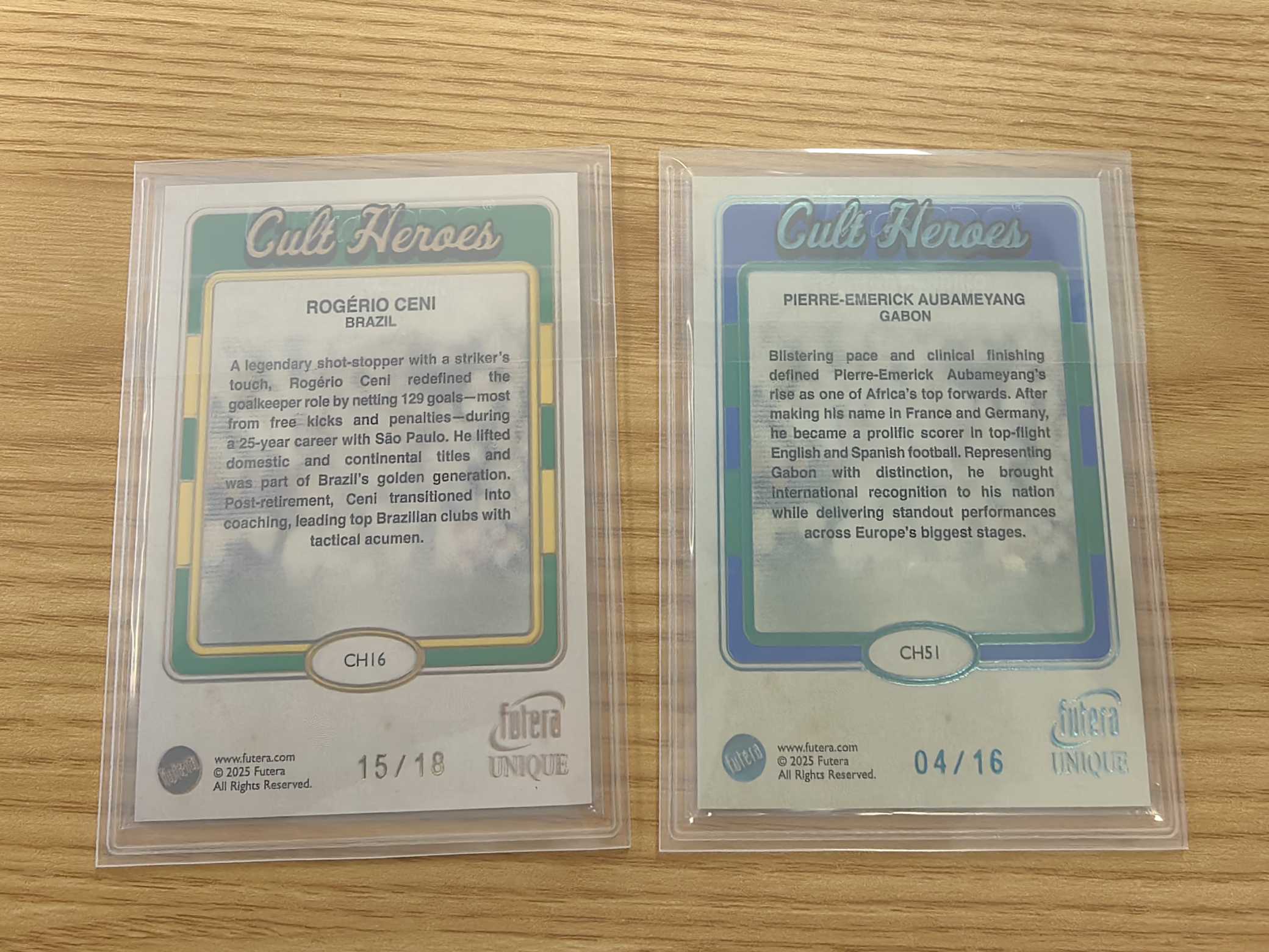 【坚果卡牌代拍】2025 Futera 福特拉Rogerio Ceni巴西名宿切尼 Cult Heroes 英雄特卡 15/18编 加蓬名宿 奥巴梅扬 美羊羊4/16两张打包 空灵10.28