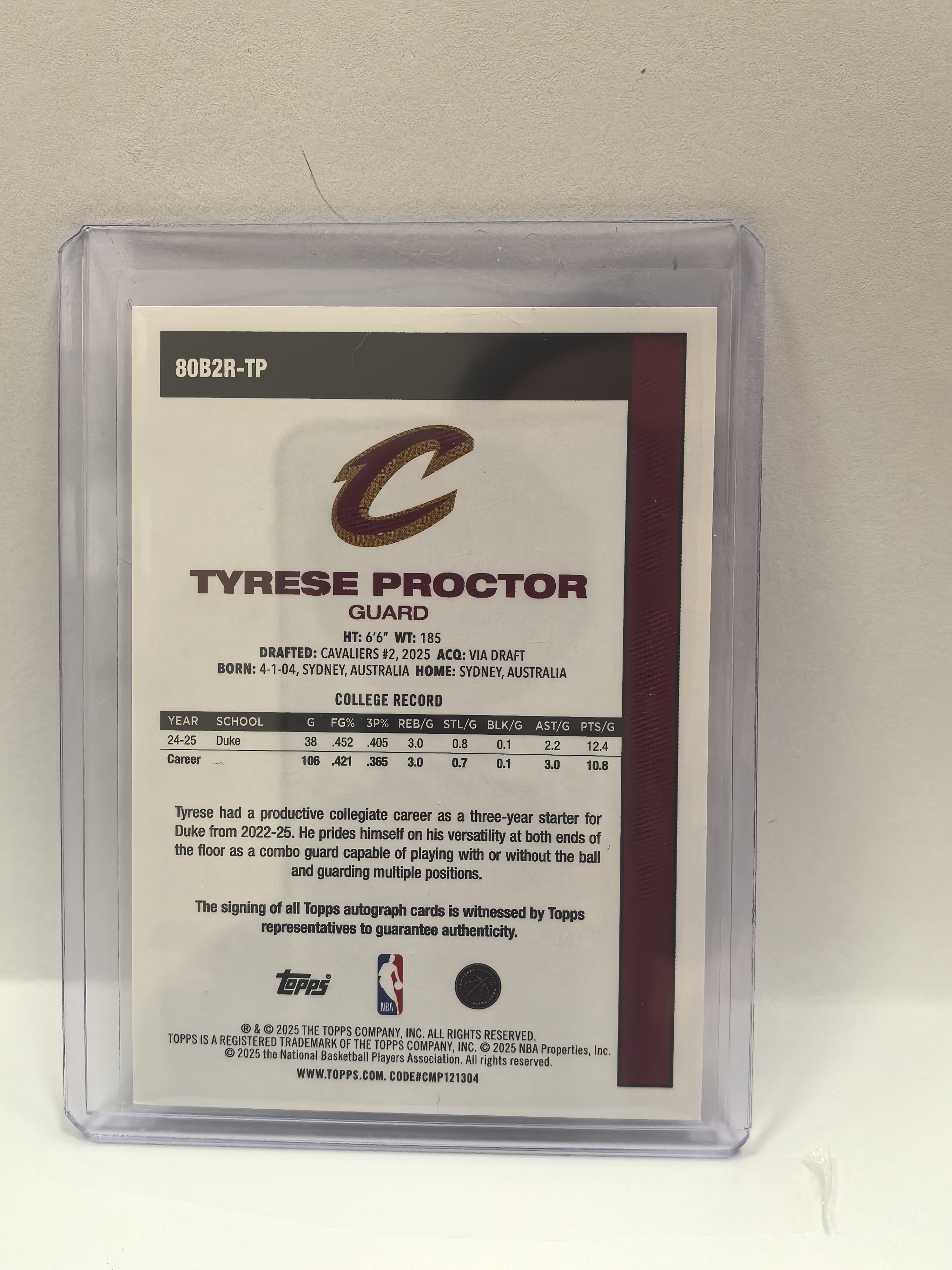 2025 Topps Flagship Tyrese Proctor RC 篮球旗舰 普罗克特 签字 卡签 45周年 1980复古 新秀 骑士 收藏必备