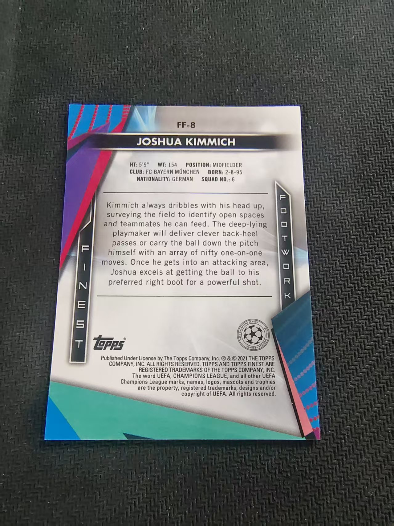 【可合并,不累计】2021 Topps Finest Joshua Kimmich 约书亚基米希 欧冠 银折 特卡 #8