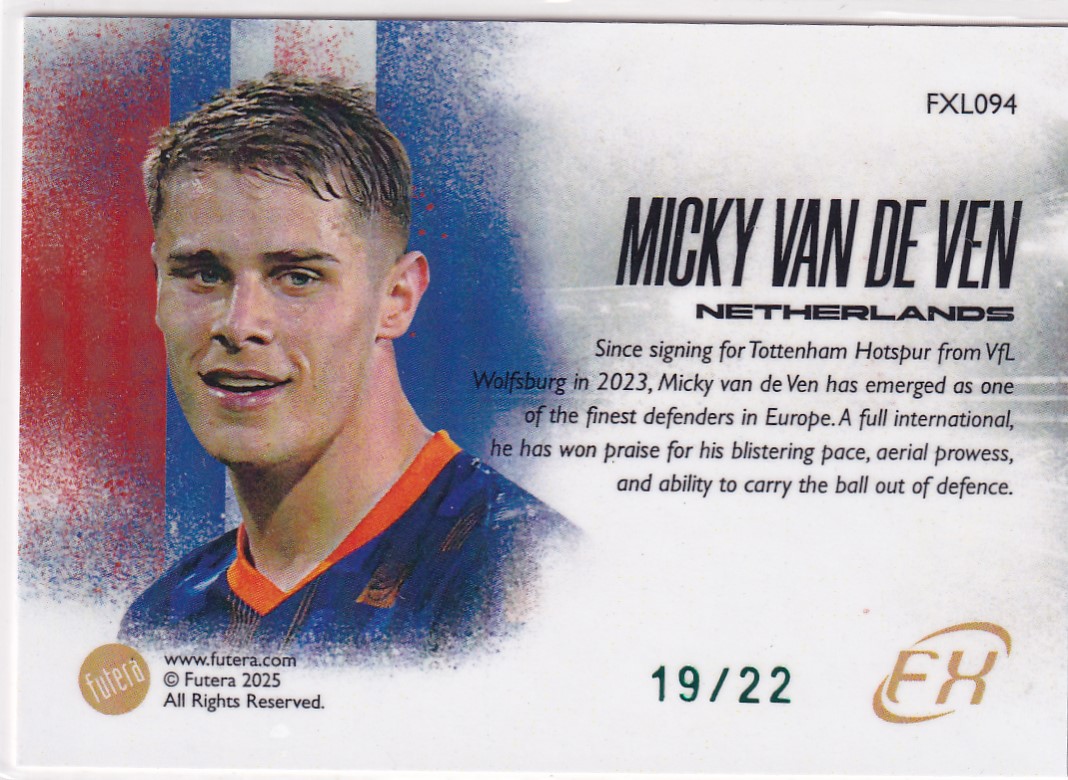 【thebighit】不累计004.2025 Futera FX 福特拉 荷兰 米基·范德芬 全景特卡 19/22编