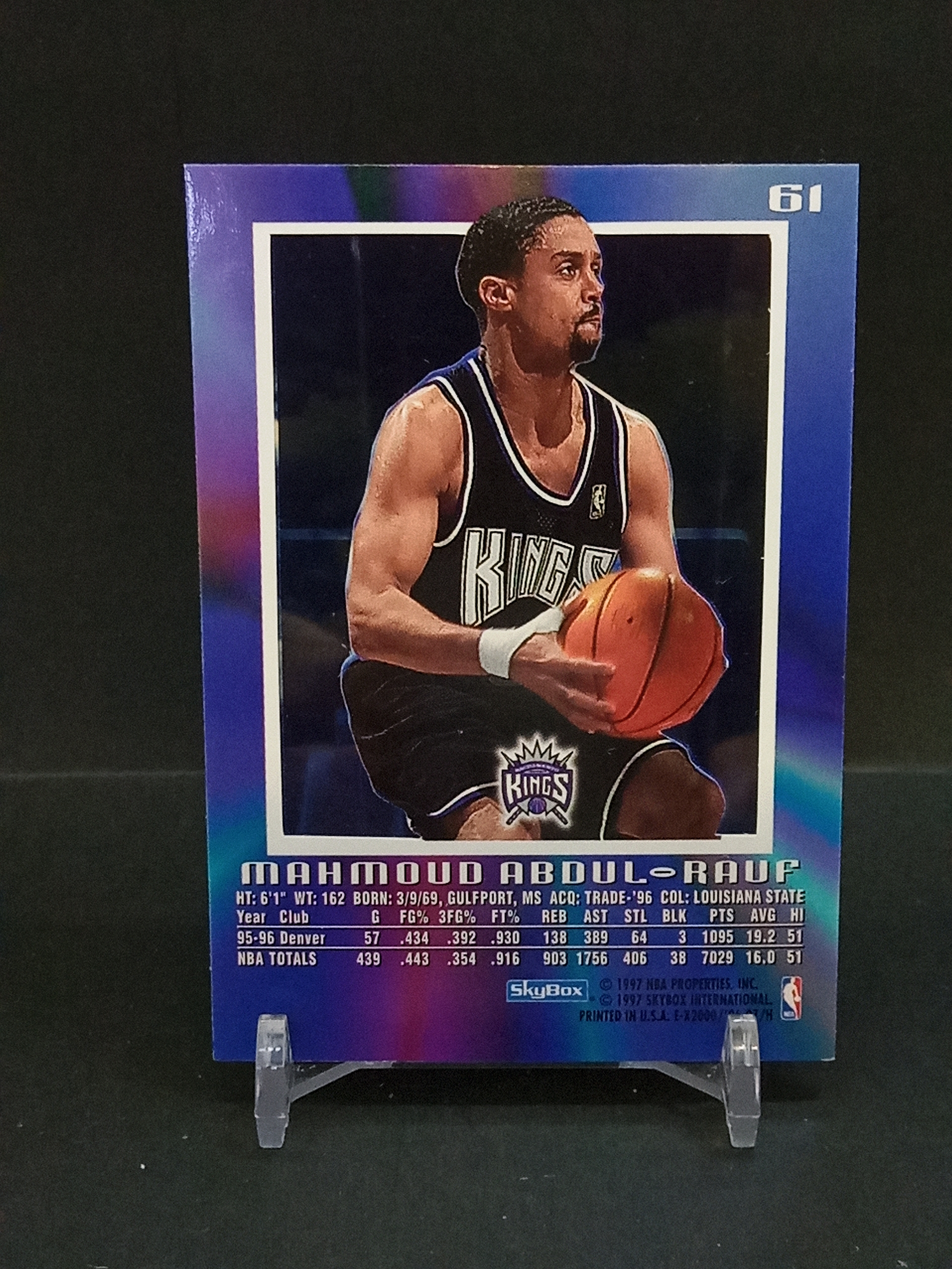 【DC拍卖】9.29小科比 `1996-97 Skybox E-X2000 #61 Mahmoud Abdul-Rauf 阿卜杜勒劳夫 萨克拉门托国王 蓝彩渐变胶片折射老球星卡`