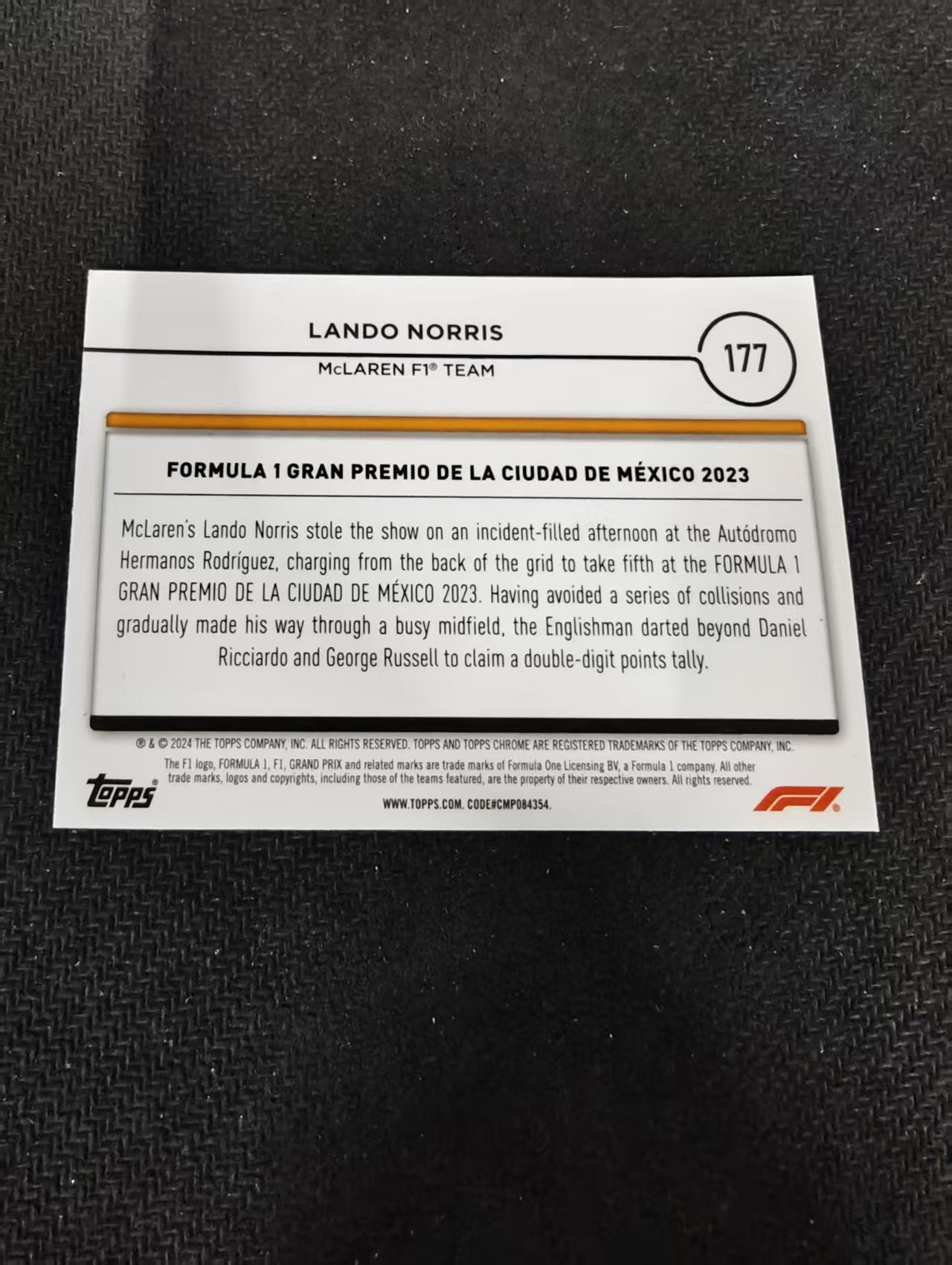 2024 Topps Chrome F1 Lando Norris 诺里斯 迈凯伦 划痕 边角瑕疵 #177