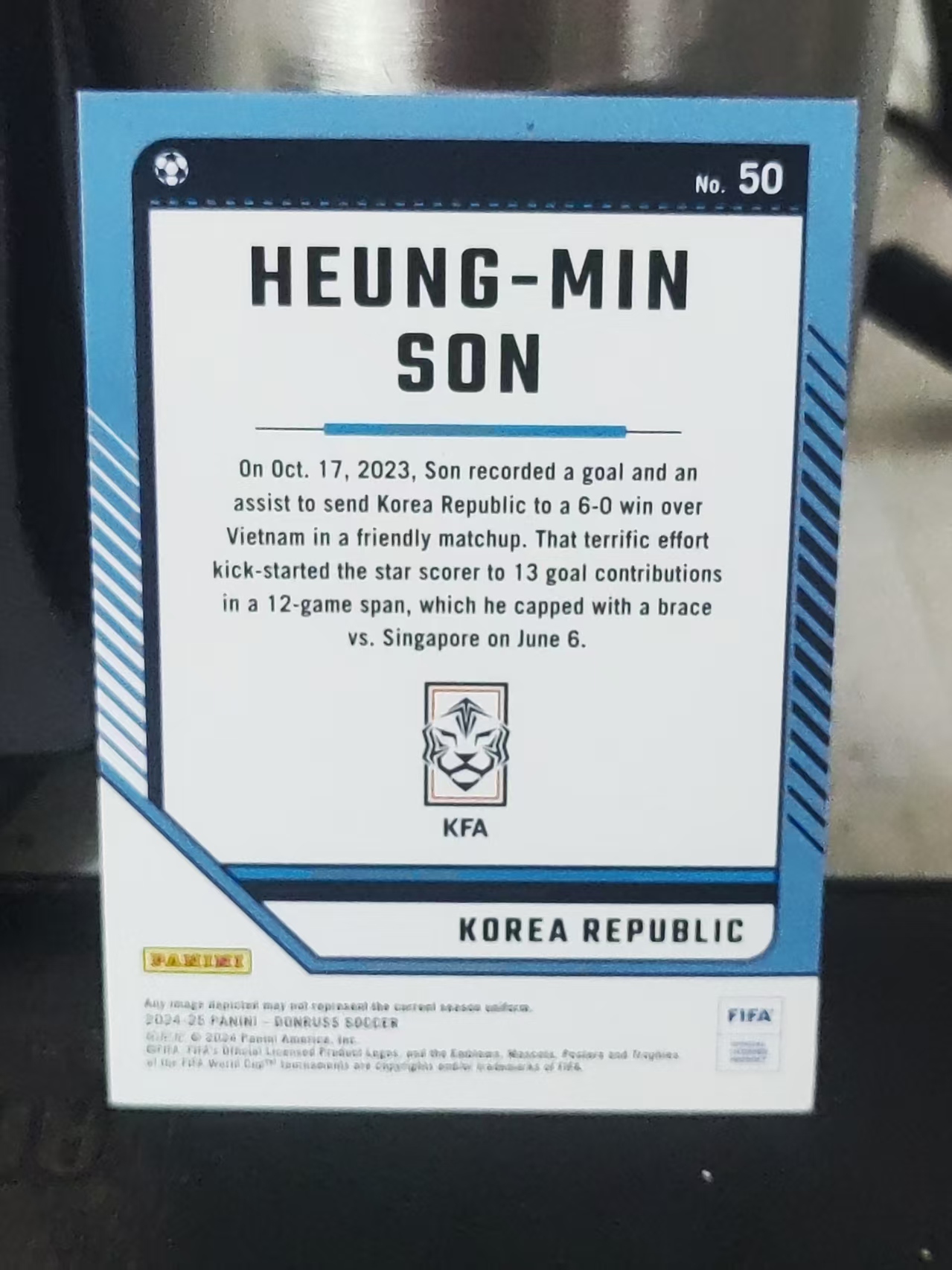 2024-25 Panini Donruss Heung-Min Son 杜蕾斯 FIFA 孙兴慜 折射 亚洲之光 韩国 托特纳姆热刺 足 白边白角 不保卡品 卡品如图