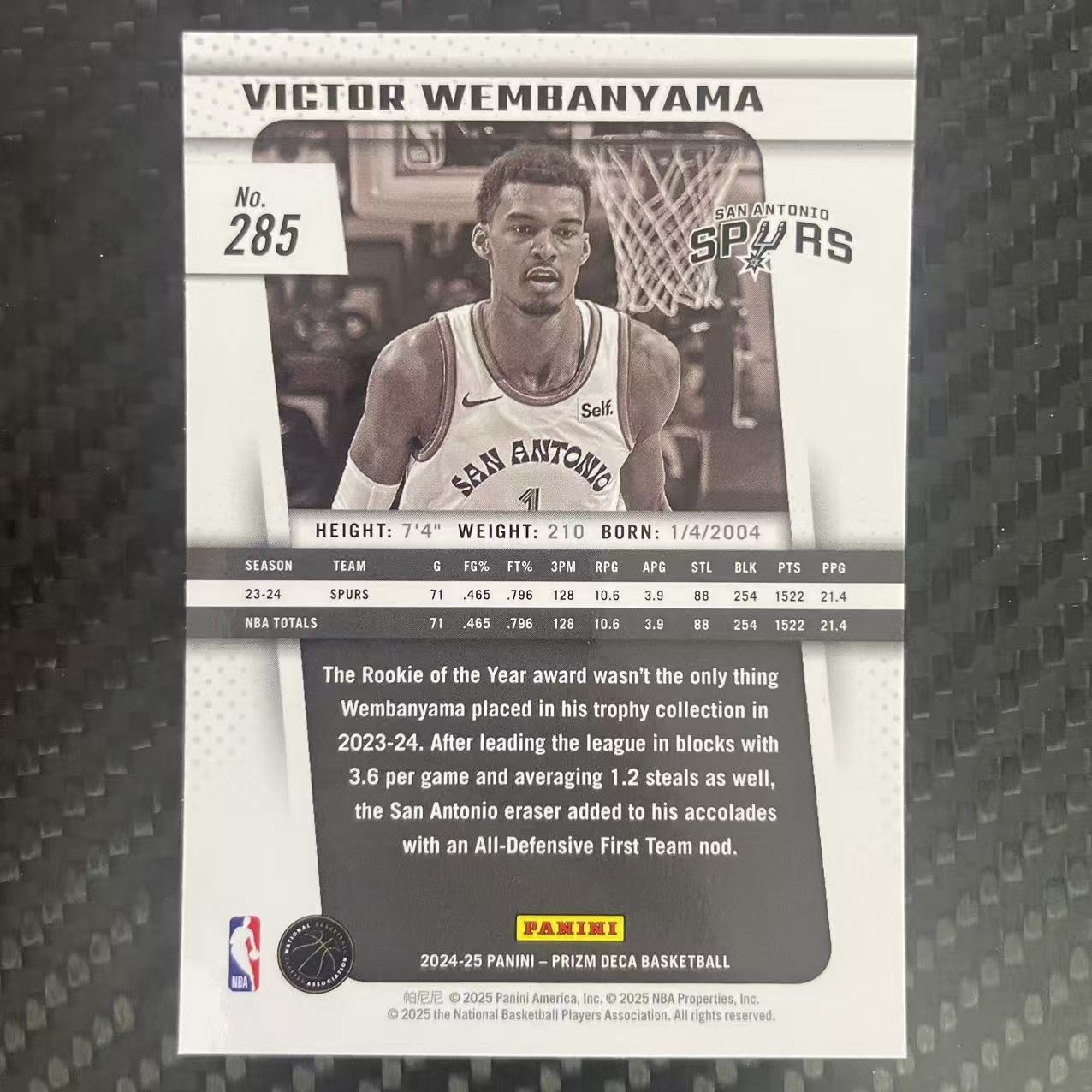 2024-25 Panini Prizm Deca Victor Wembanyama 【杰克森拍卖】维克托 文班亚马 马刺 base