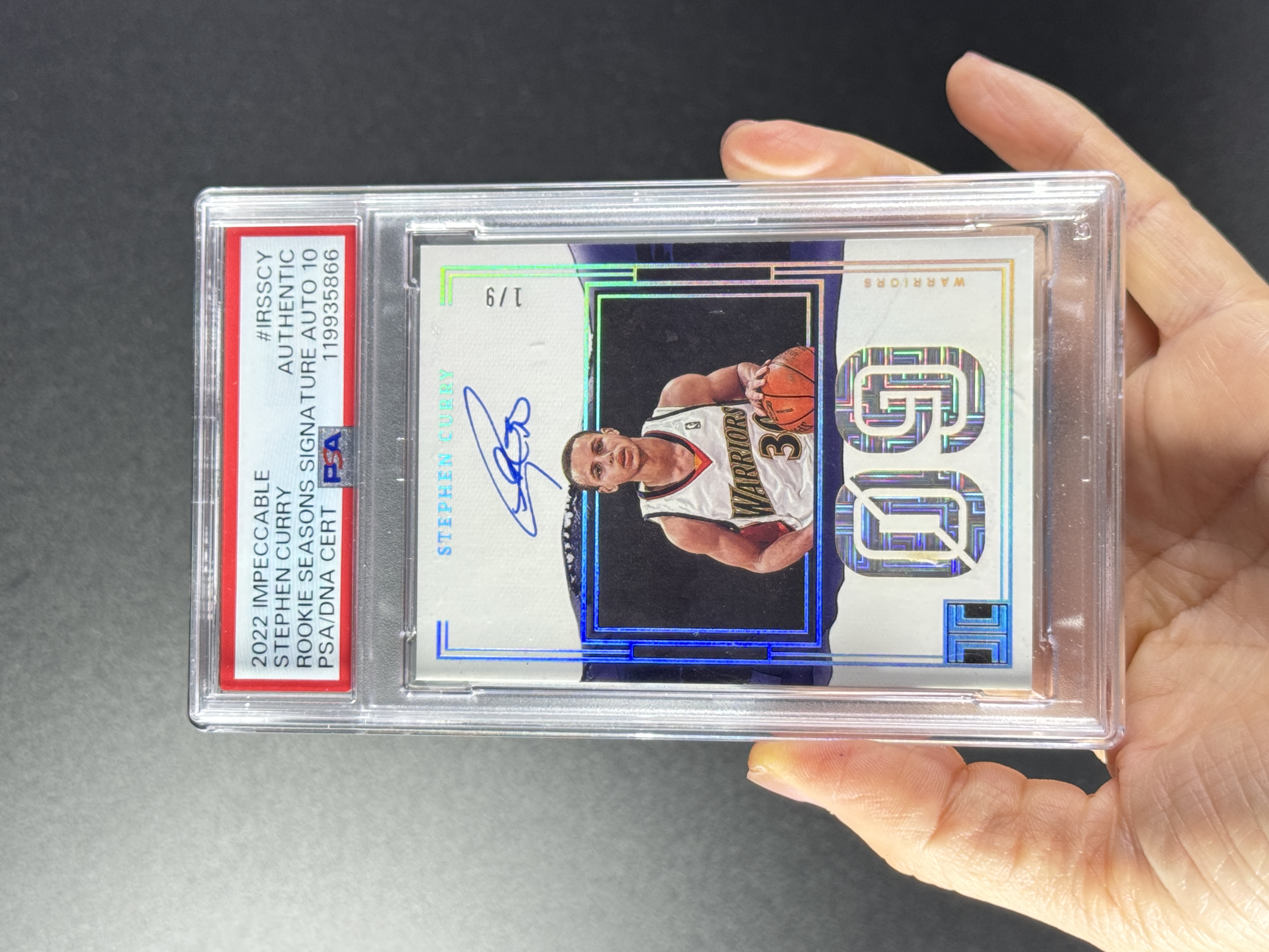 【喷子拍卖】2022-23 panini impeccable Stephen Curry 小真金白银 金州勇士 斯蒂芬 库里 新秀年份 签字 9编 首编 卡签 超美数据签 09年新秀年 大hit卡 PSA签字10 边轻印 送订制壳 瓜哥