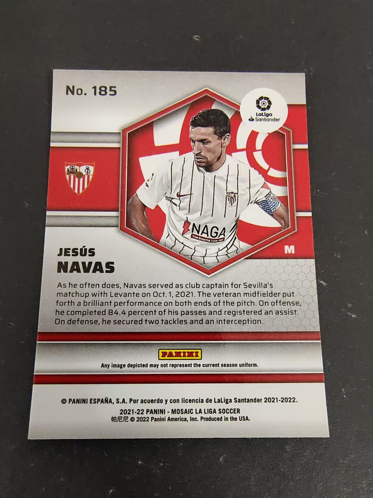 【可合并,不累计】2021-22 Panini Mosaic jesus navas 马赛克 西甲 塞维利亚 赫苏斯 纳瓦斯 划痕 边角瑕疵 #185