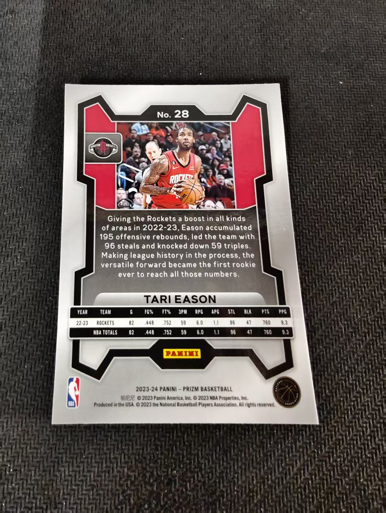 【可合并,不累计】2023-24 Panini Prizm Tari Eason 塔里伊森 火箭 PZ 不保卡品 介意勿拍 #28