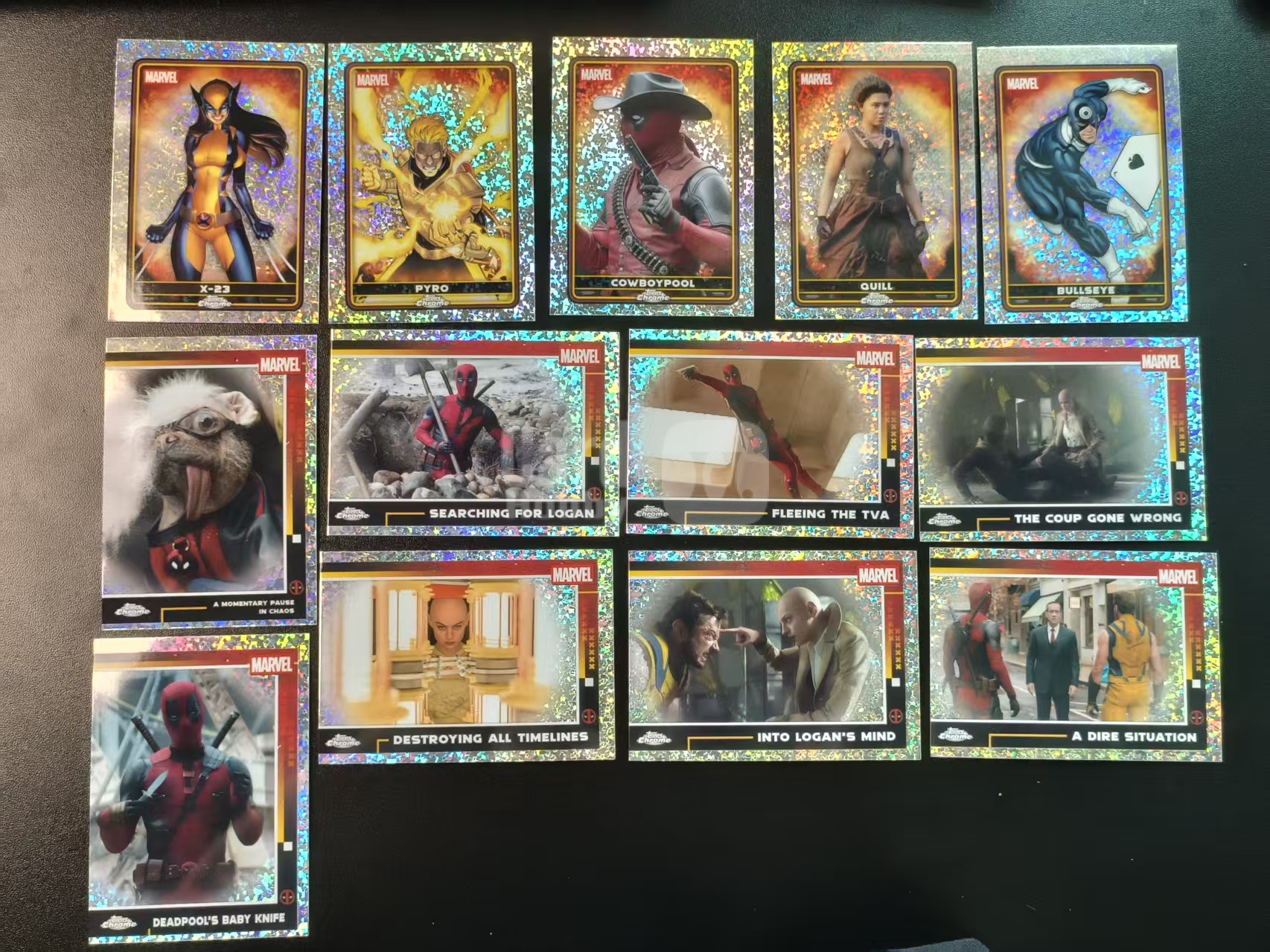 2025 Topps Chrome Marvel Deadpool 漫威 死侍与金刚狼 X-23 死侍 等 银碎闪折 13张打包 卡品如图 拍前看描述 只合并当天 不累计