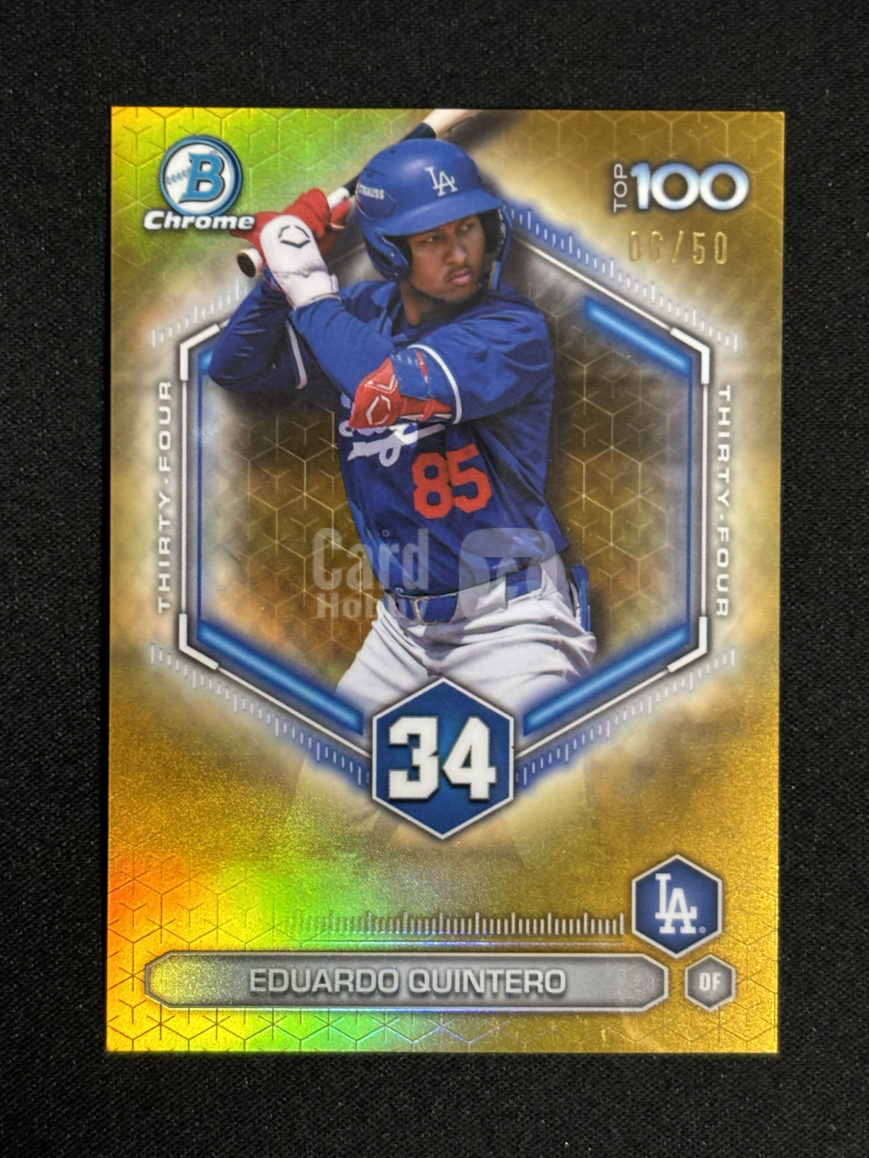 2026 Topps Bowman Eduardo Quintero 棒球MLB 洛杉矶道奇 爱德华多 昆特罗 Scouts Top100特卡 金折 06/50编 卡品如图 - sj