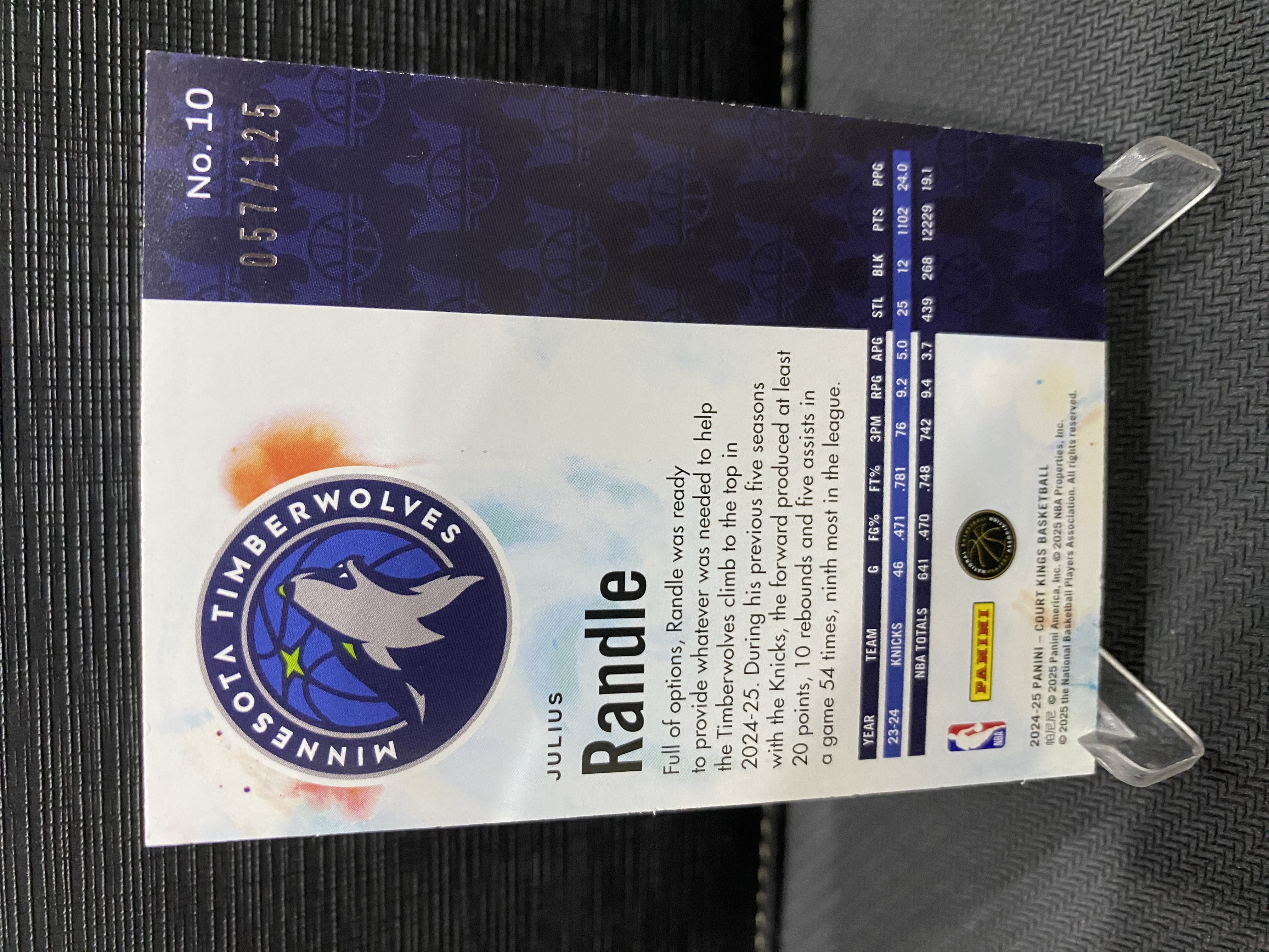 2024-25 Panini Court Kings R.J. Barrett 油画 折射 酒红折 125编 森林狼 兰豆 兰德尔 收藏必备 卡品如图 -老道-【乌苏拍卖】