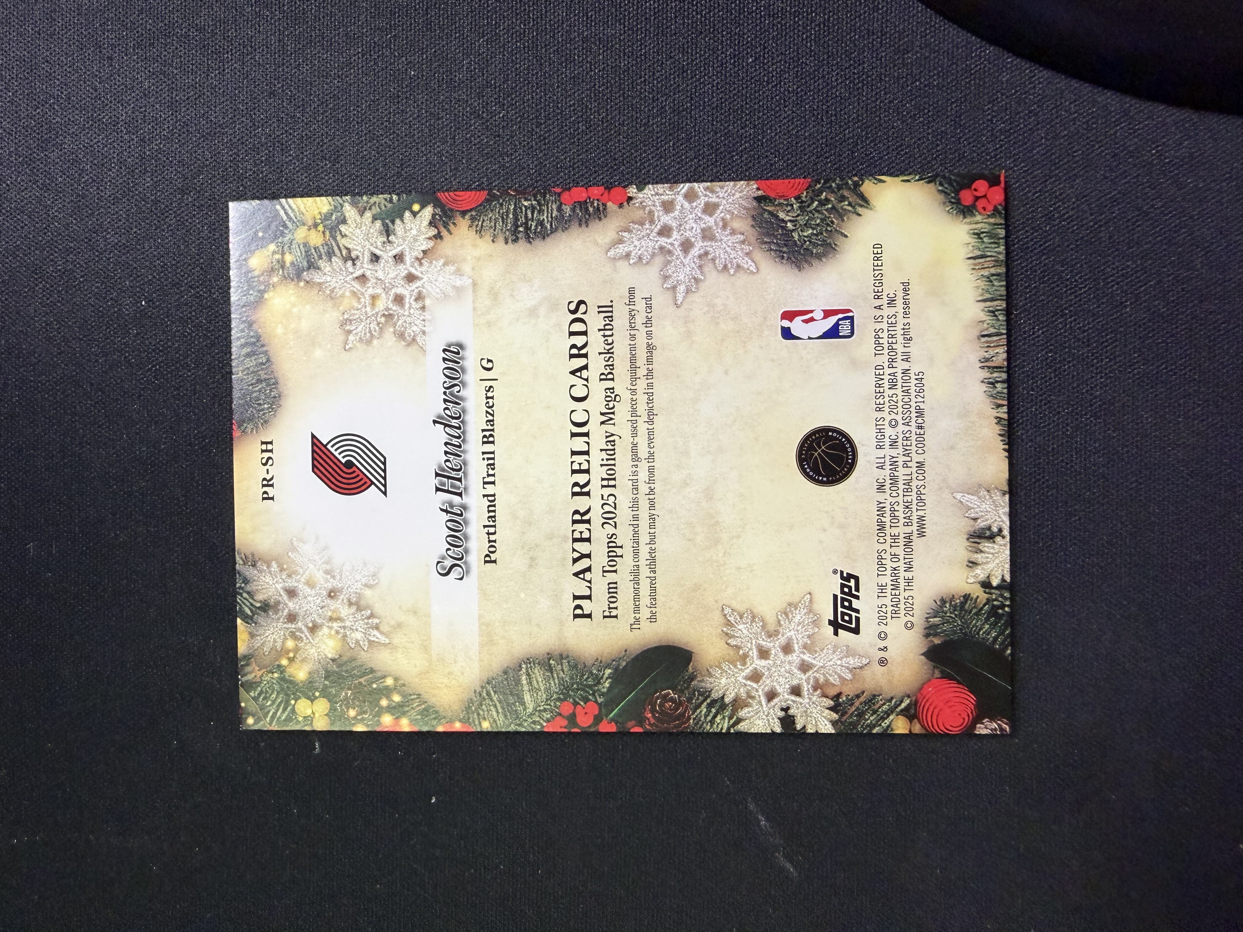 2025-26 Topps Holiday Mega Scoot Henderson 斯库特 亨德森 开拓者 圣诞节 物料 亲穿球衣 PPP