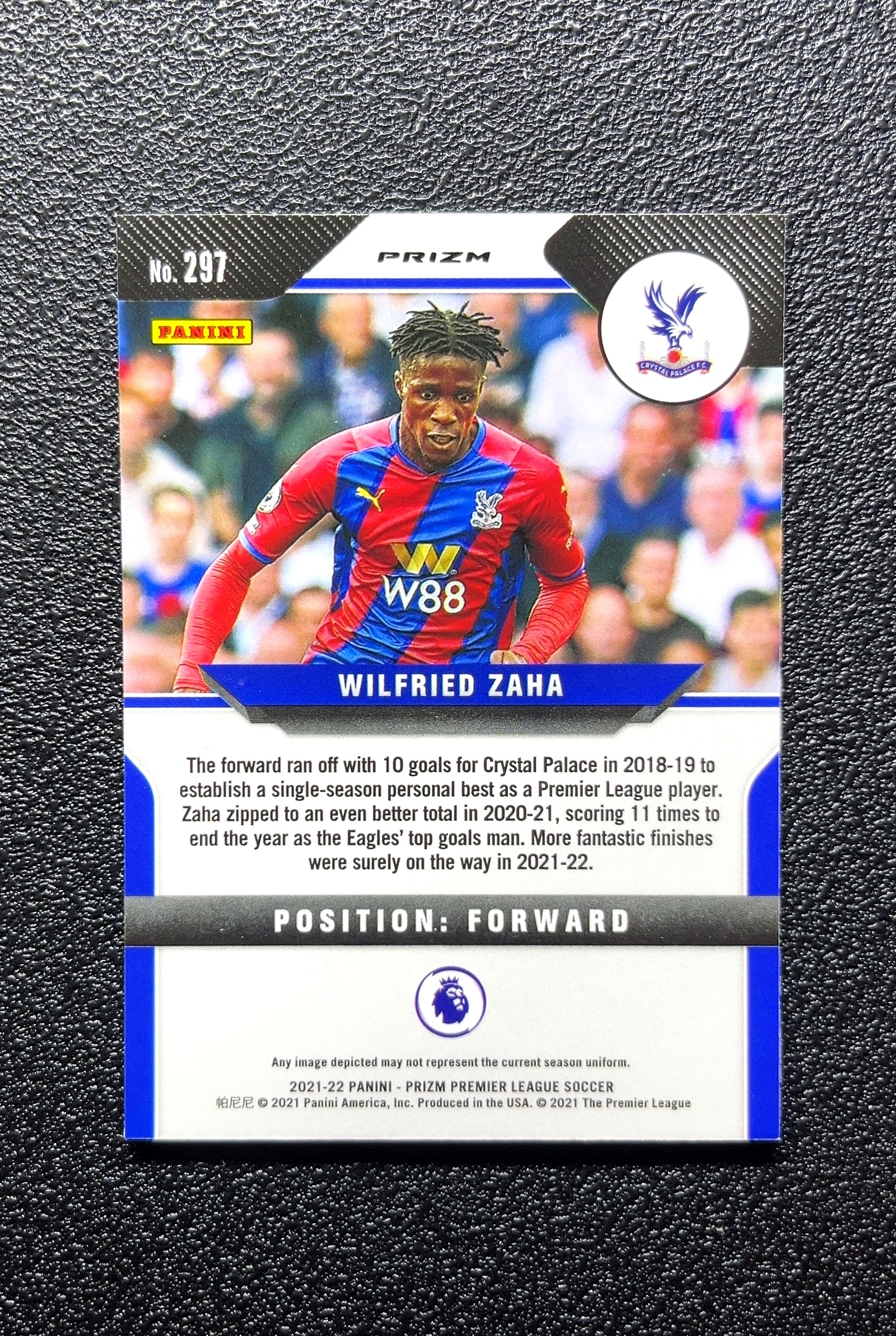 【小白1%代卖】2021-22 Panini Prizm Wilfried Zaha 威尔弗里德·扎哈 蓝波纹折 折射 卡品如图 高价值 #297 Crystal Palace 水晶宫 0803