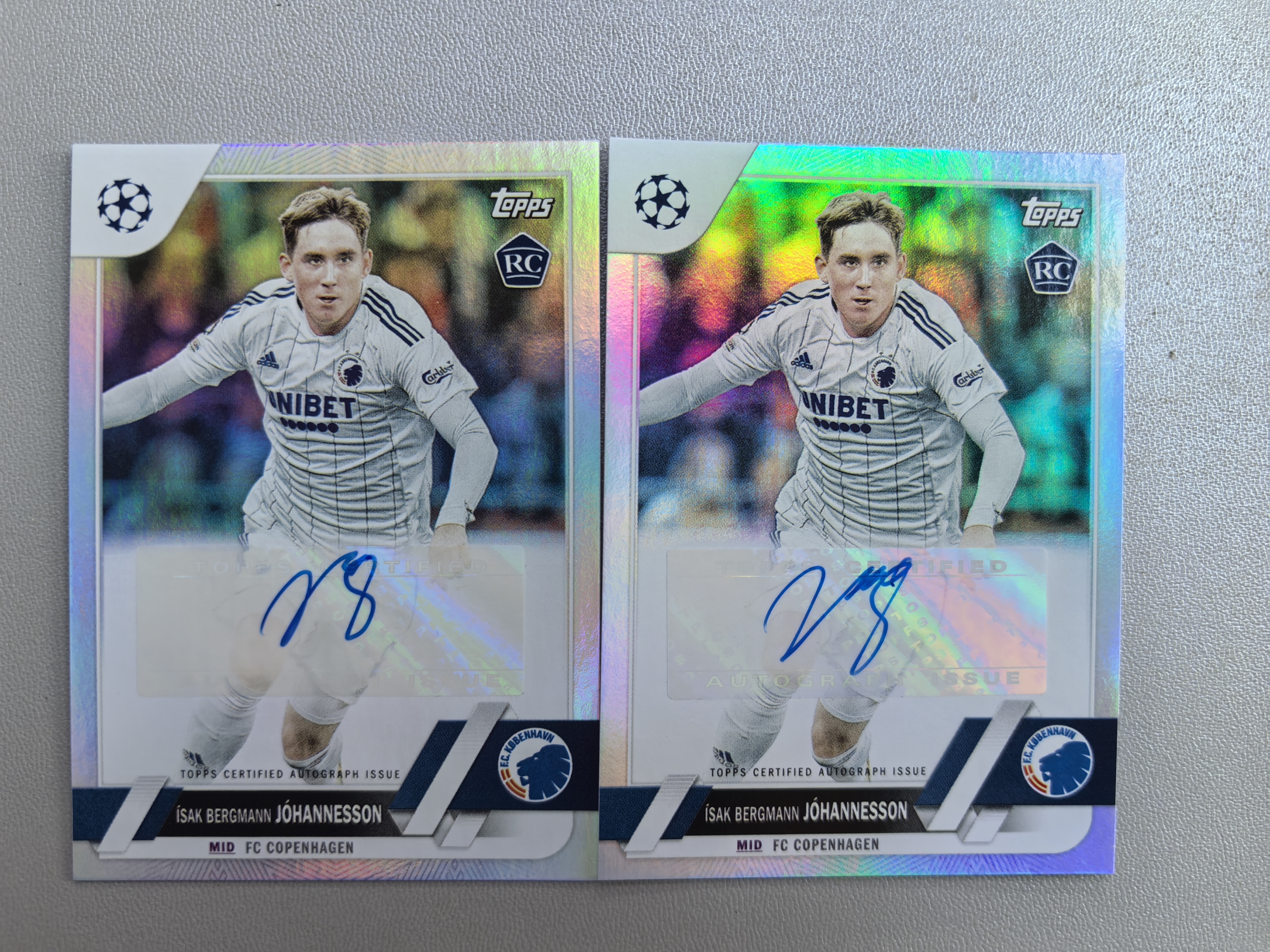 2023 Topps UCC ISAK BERGMANN JOHANNESSON RC 伊萨克 贝格曼 约翰内松 新秀RC 签字 欧冠 哥本哈根 两张打包